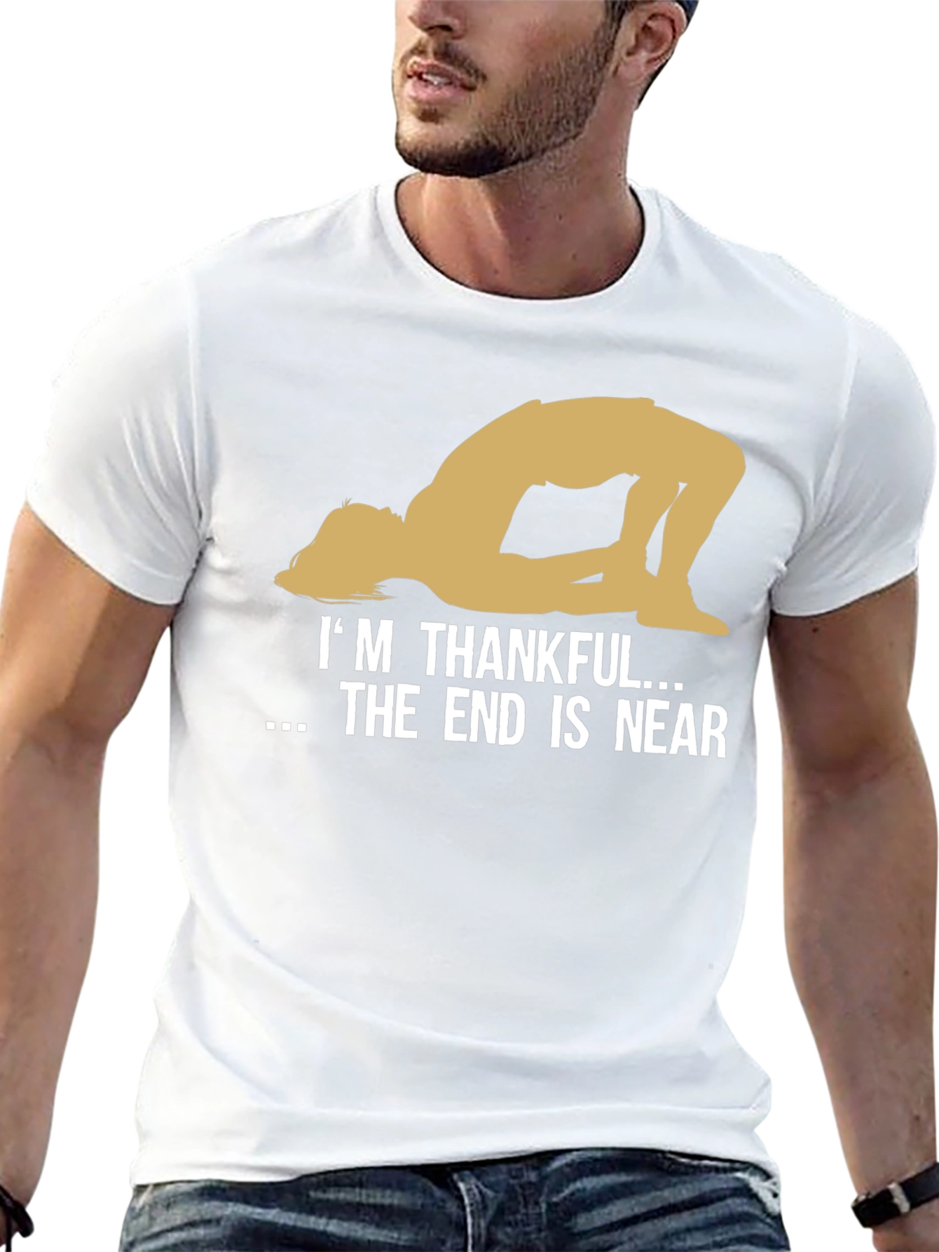 Black Thankful End is Near Funny T-Shirt view 13