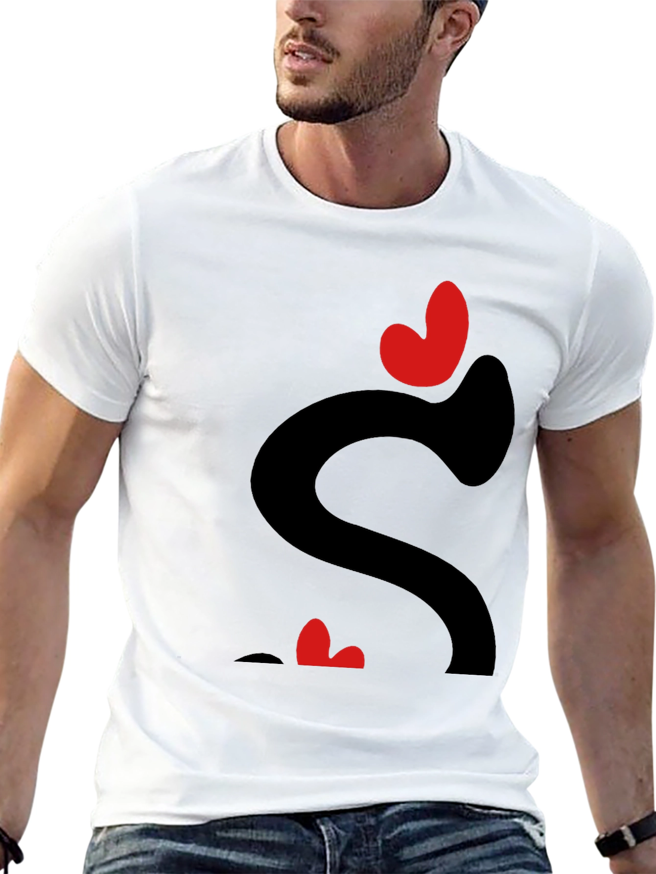 Black Heart Love Graphic Tee - Black Casual T-Shirt view 13