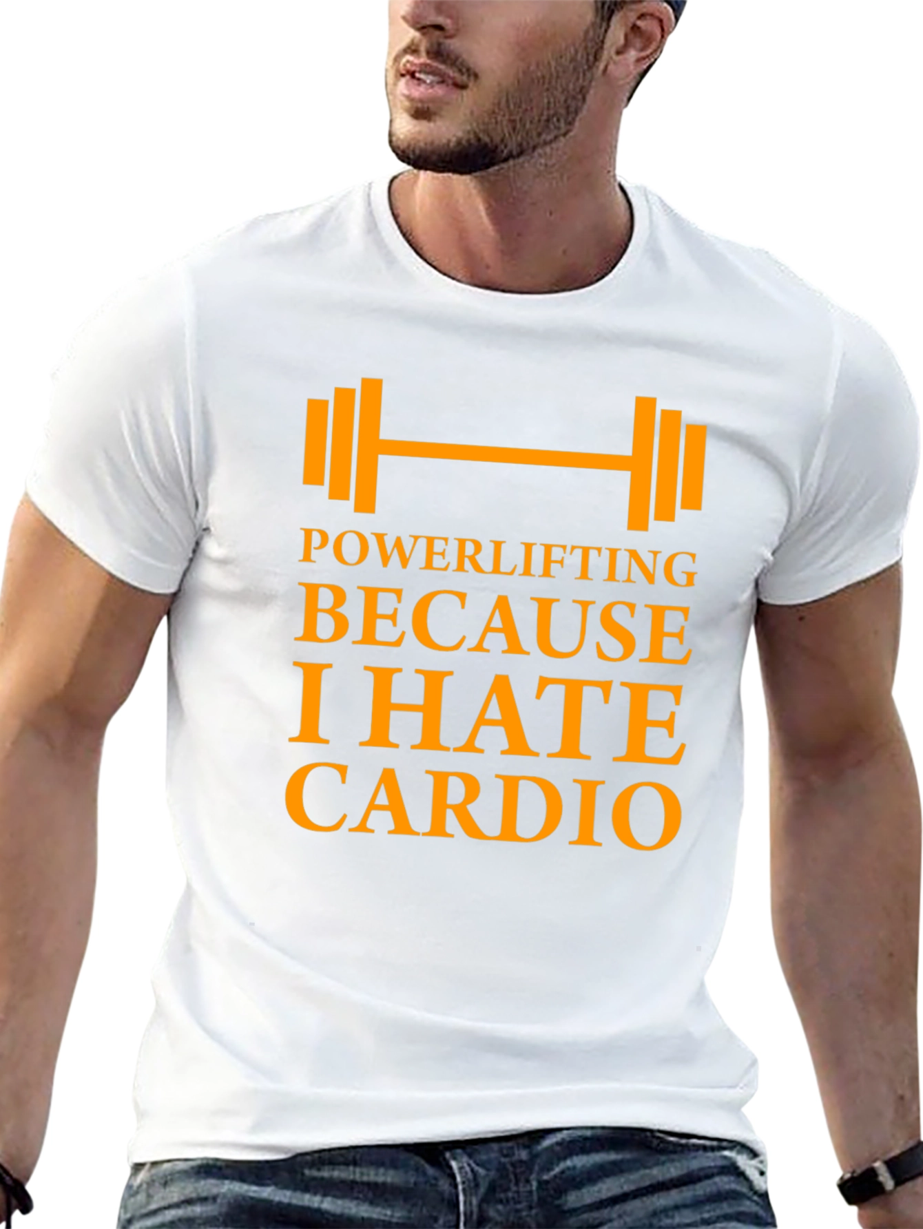 Black Powerlifting Because I Hate Cardio - Men's Black T-Shirt view 13
