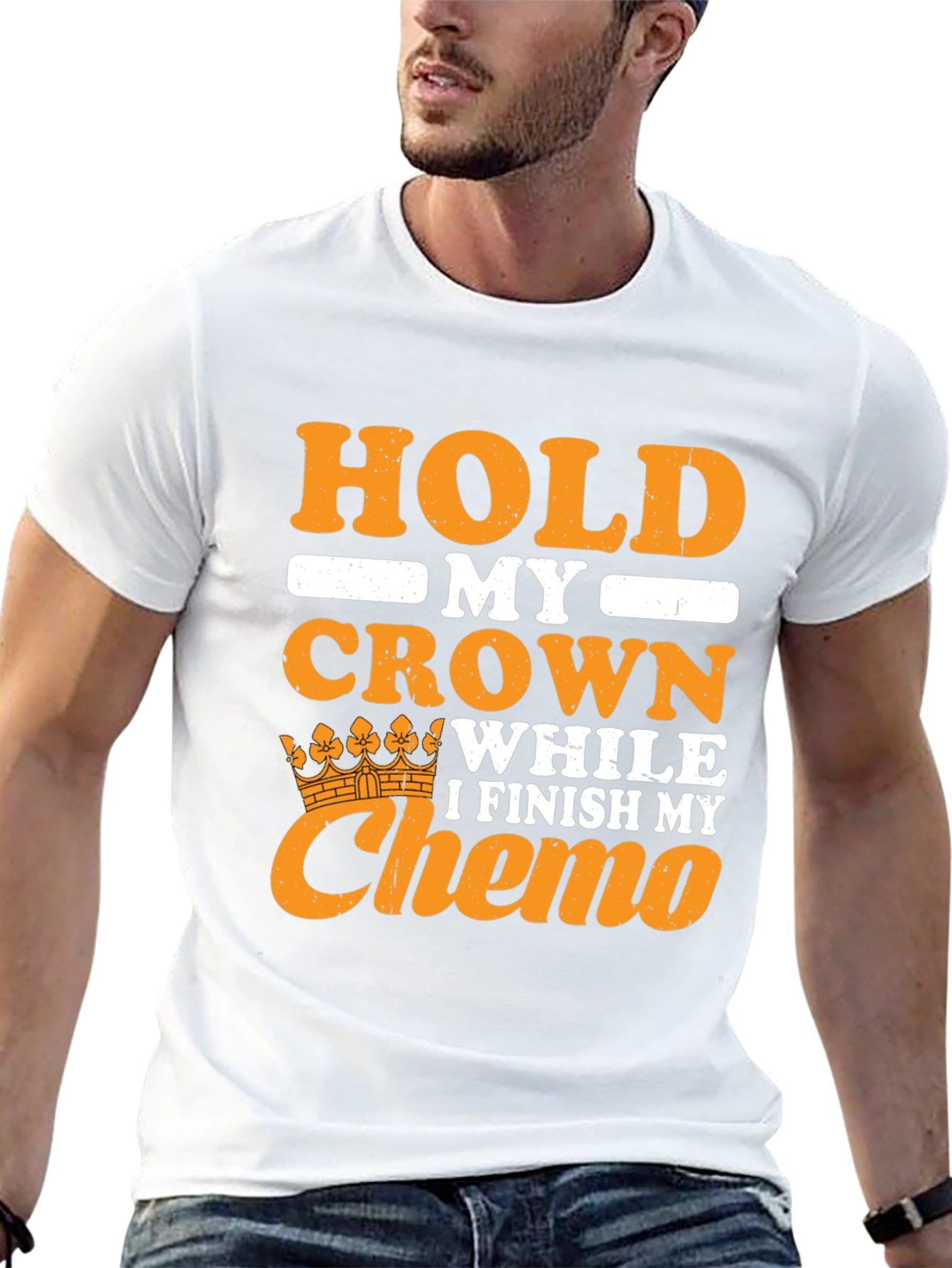 Black Hold My Crown Chemo Support T-Shirt view 13