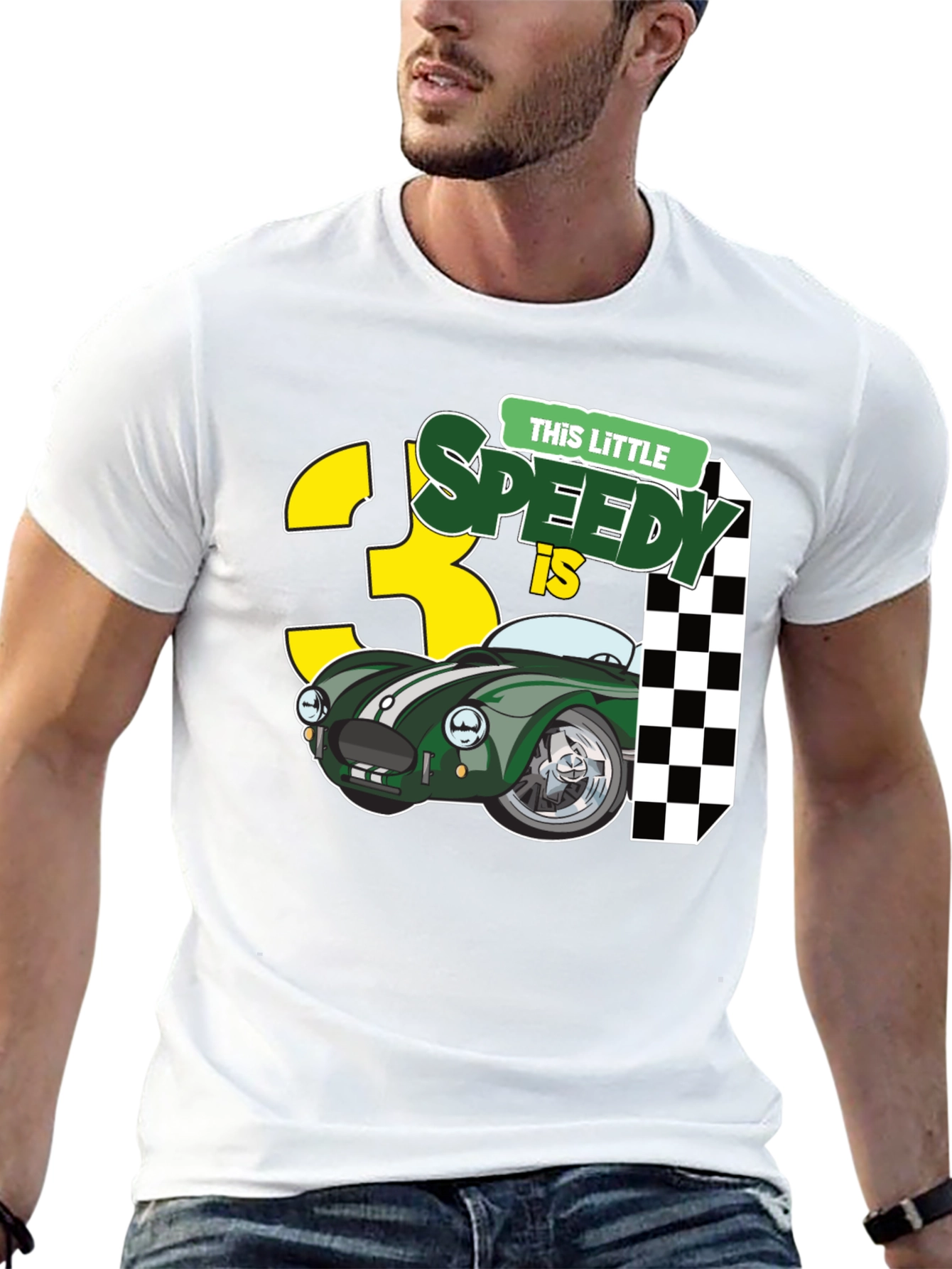 Black Little Speedy is 3 T-Shirt - Racing Car 3rd Birthday Tee view 13