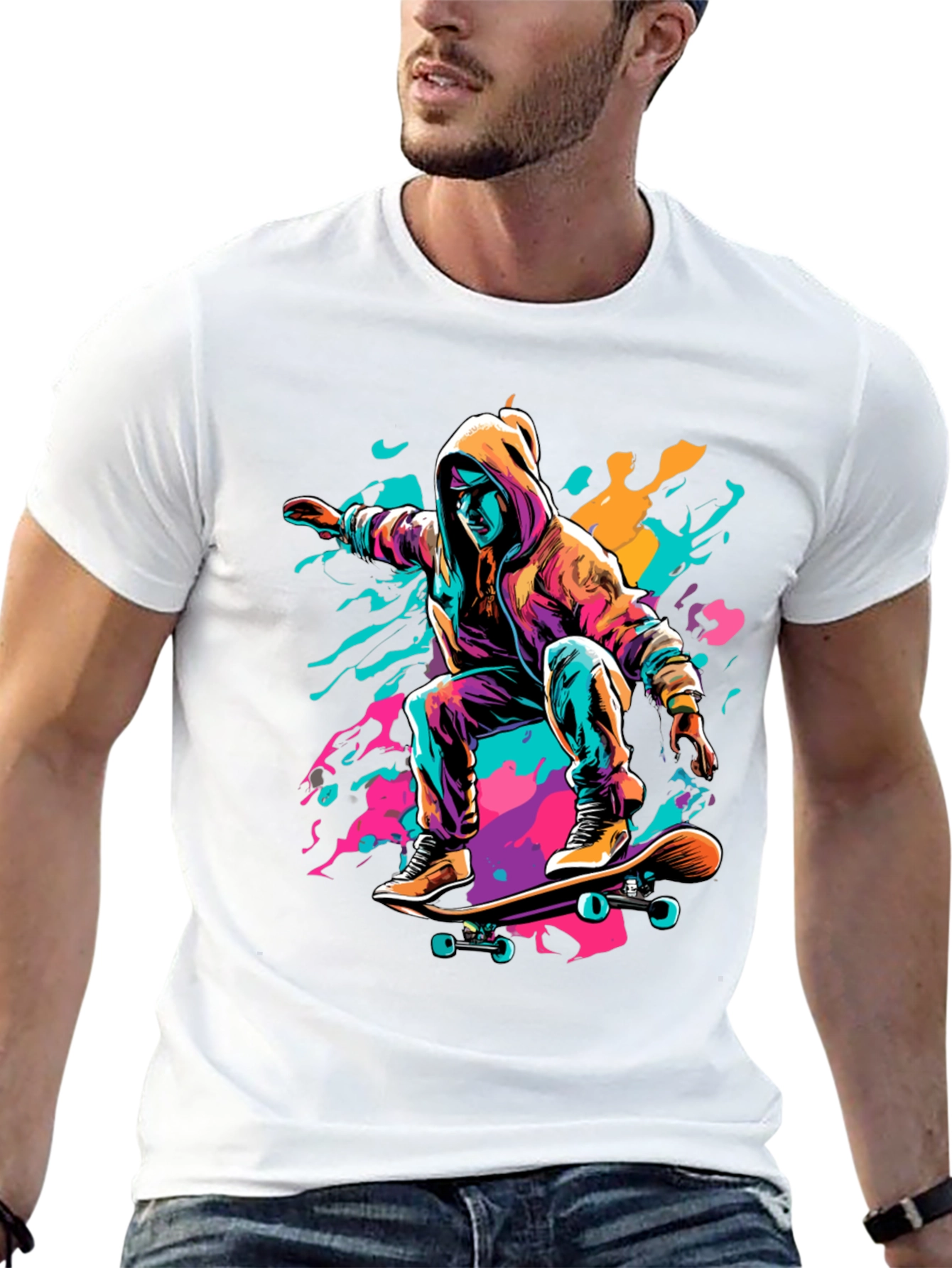 Black Skater Graphic Tee - Cool Urban Style view 13