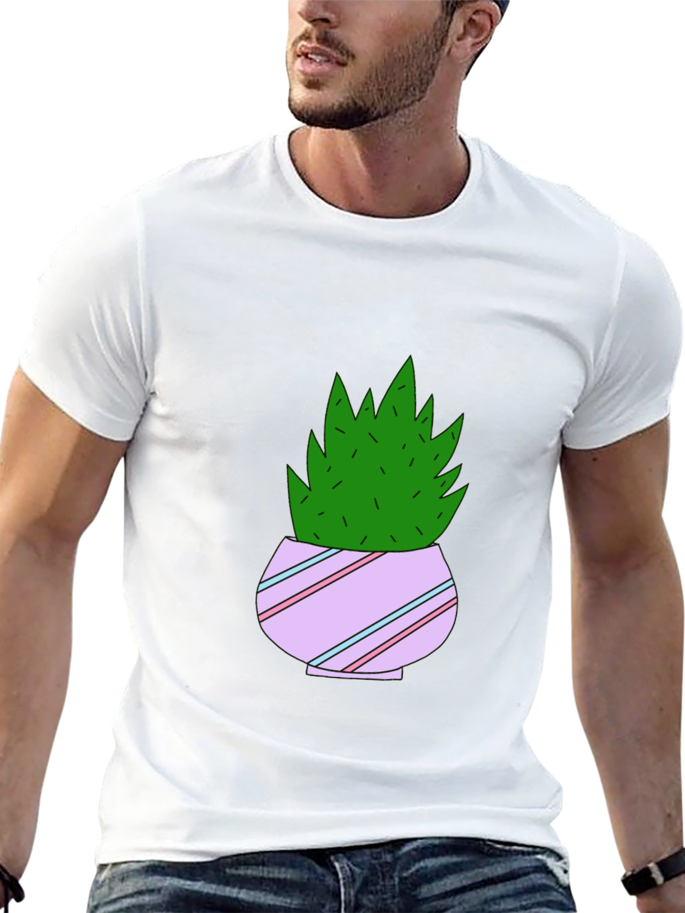 Black Cute Potted Plant Graphic T-Shirt view 13