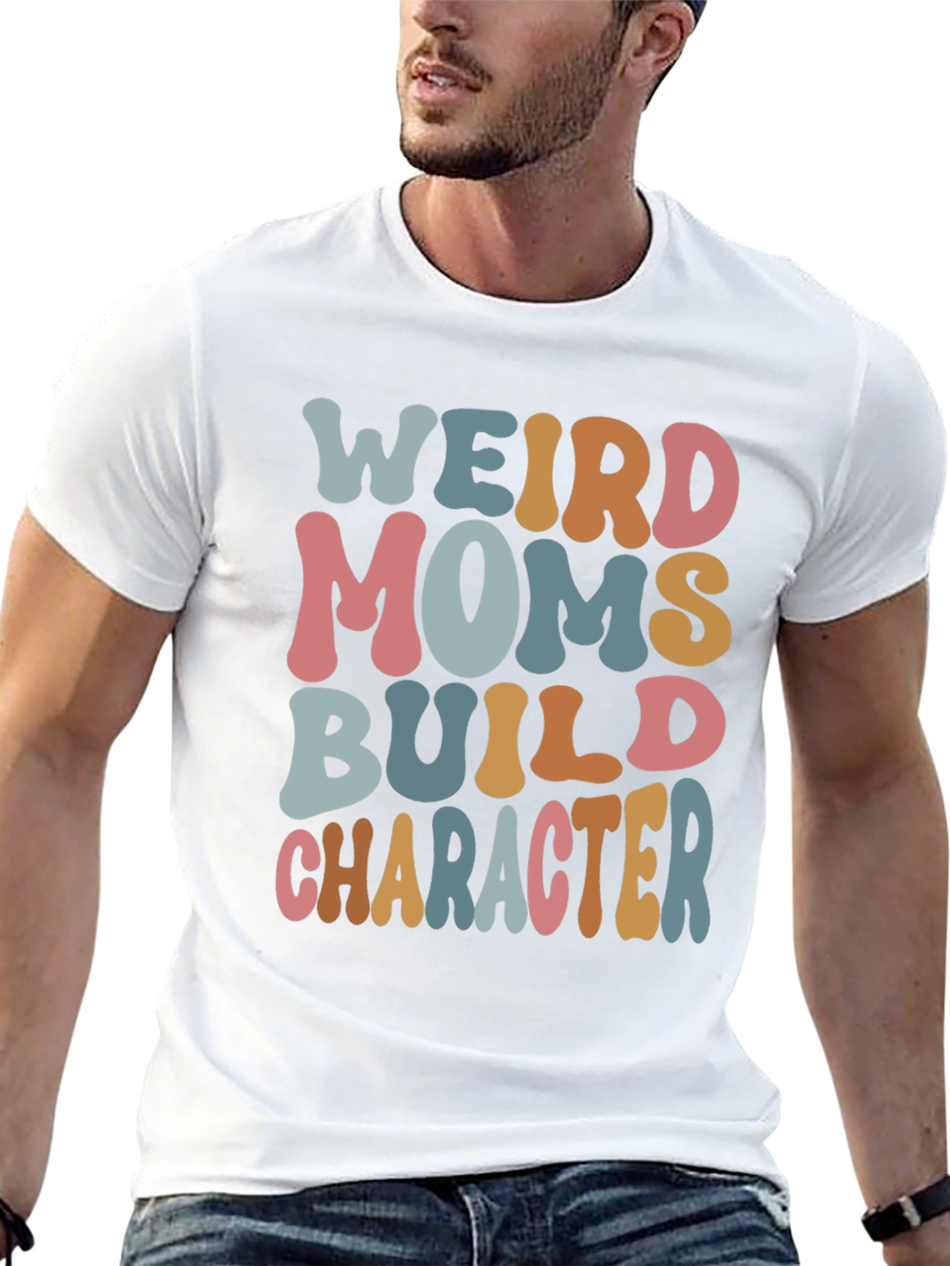 Black Weird Moms Build Character T-Shirt view 13
