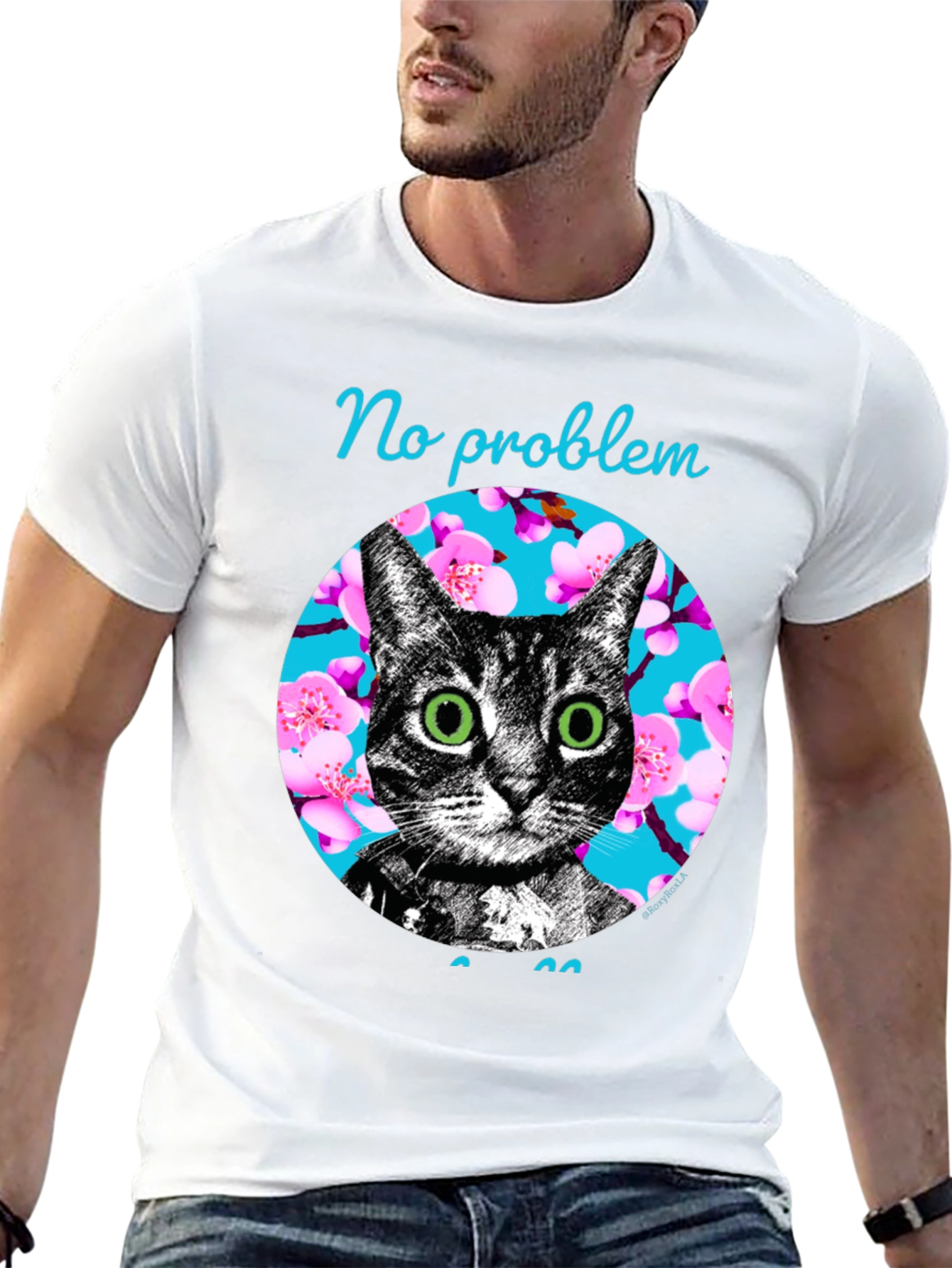 Black No Problem Cat Graphic T-Shirt - Black view 13