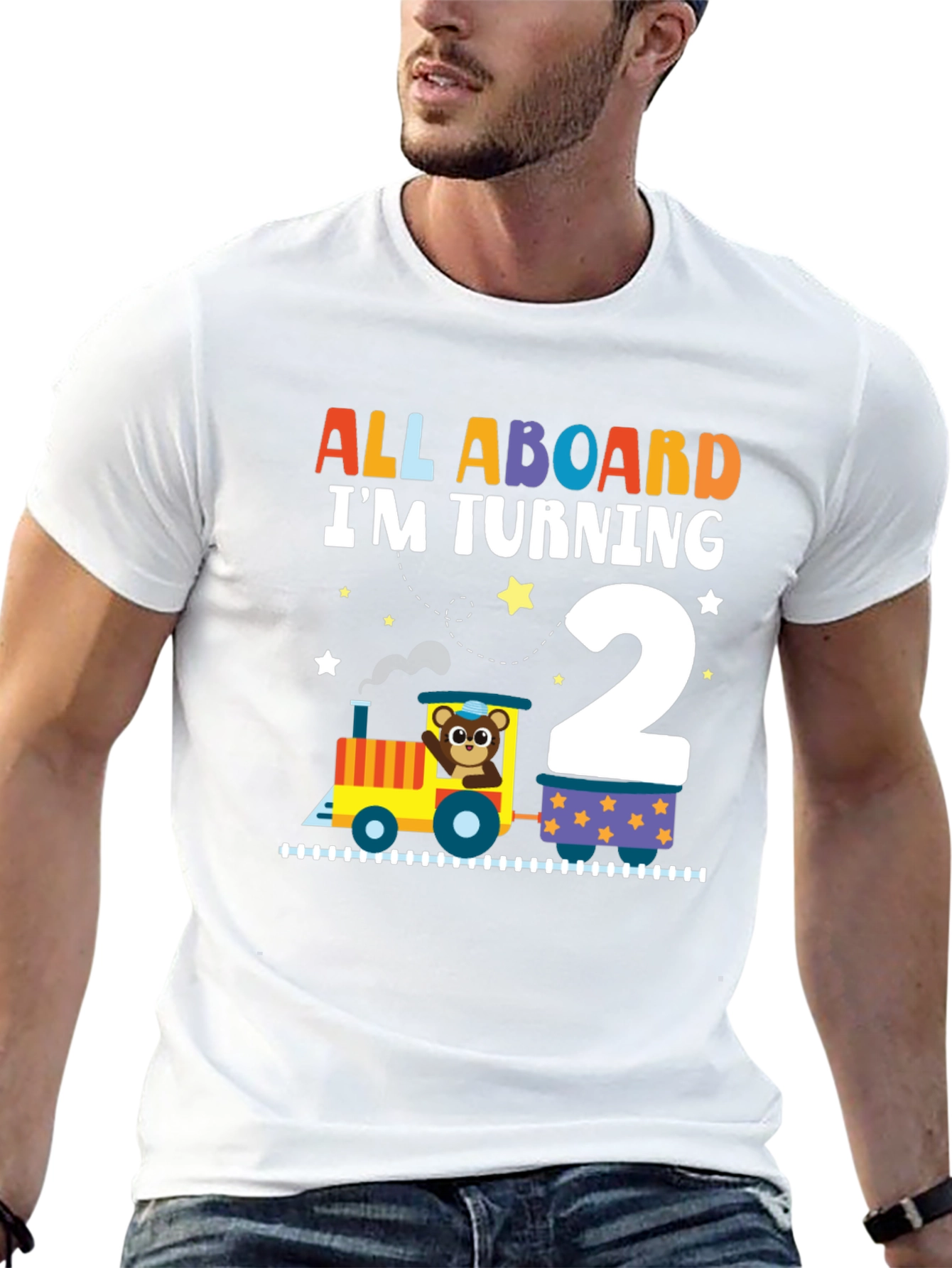 Black All Aboard Birthday Train T-Shirt view 13