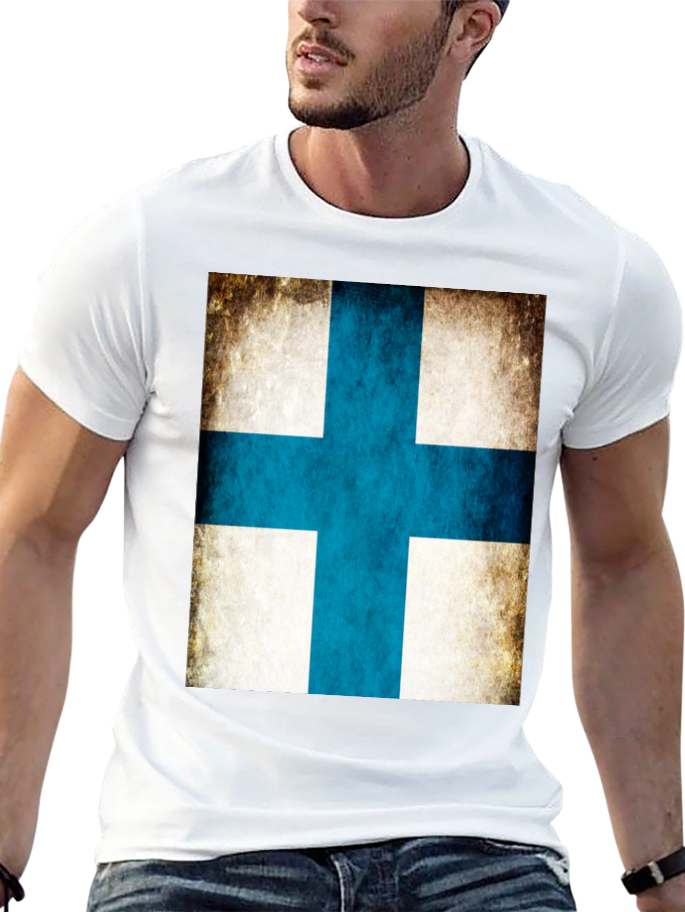 Finland Flag Graphic Tee - Men's Black T-Shirt - 13