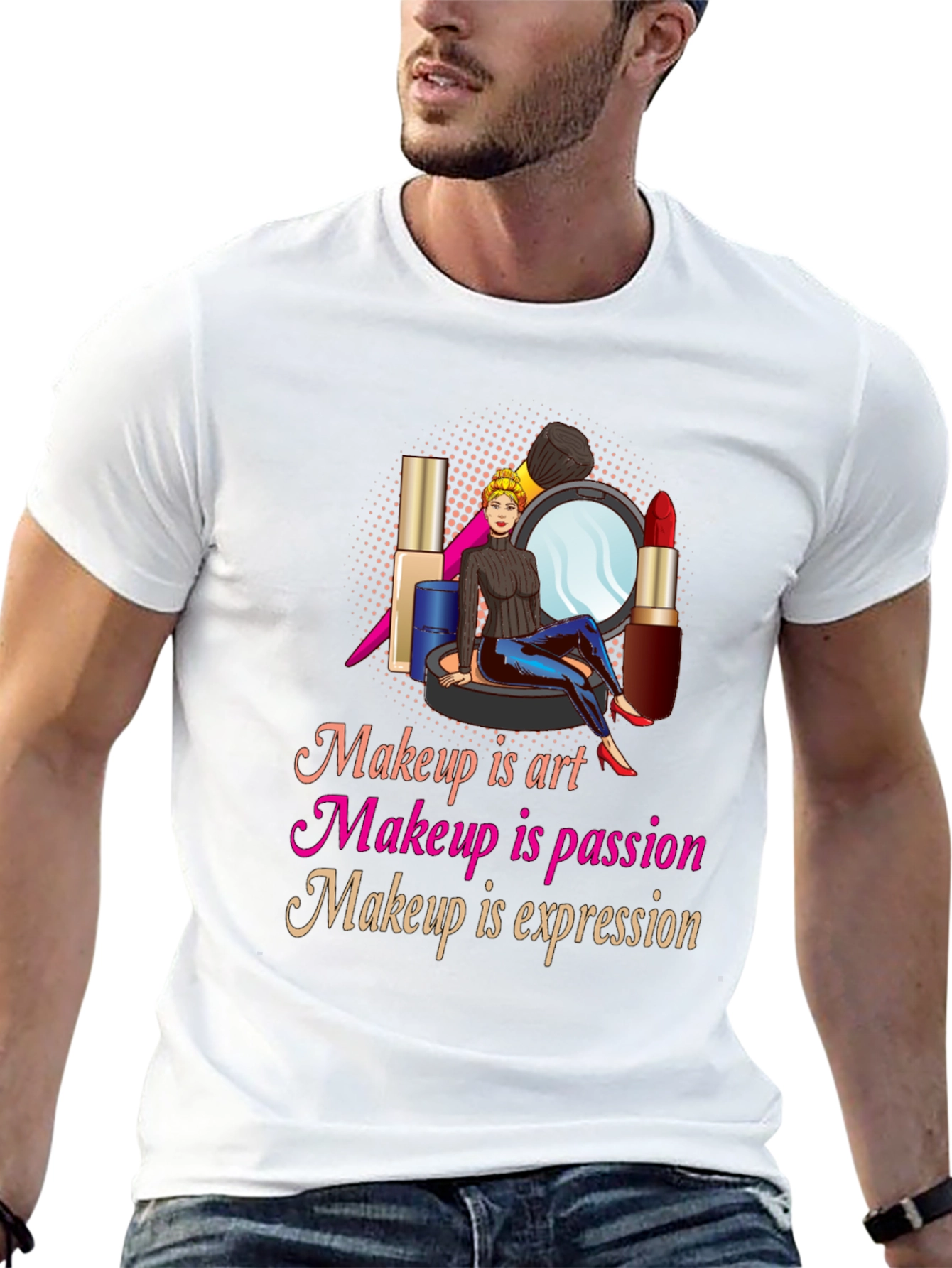 Black Makeup Art Passion Expression Graphic T-Shirt view 13