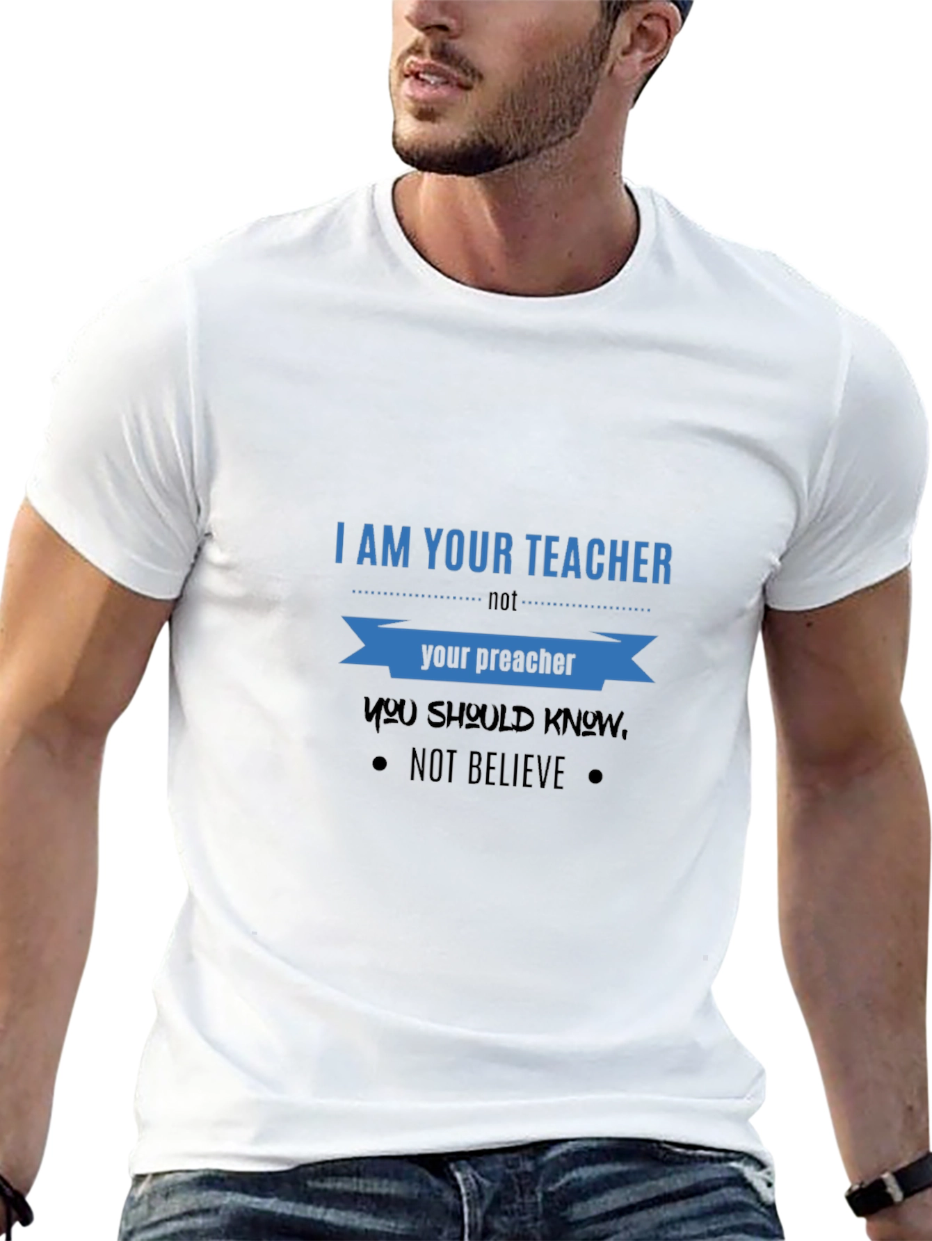Black Teacher vs. Preacher Graphic Tee - Know, Don't Believe! view 13