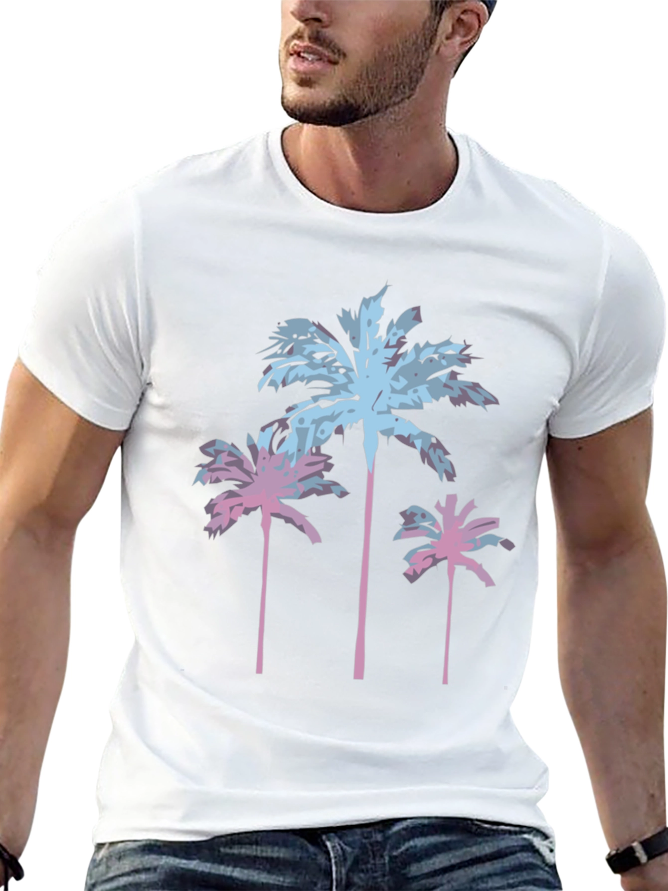 Black Tropical Palm Tree Graphic Tee - Black view 13