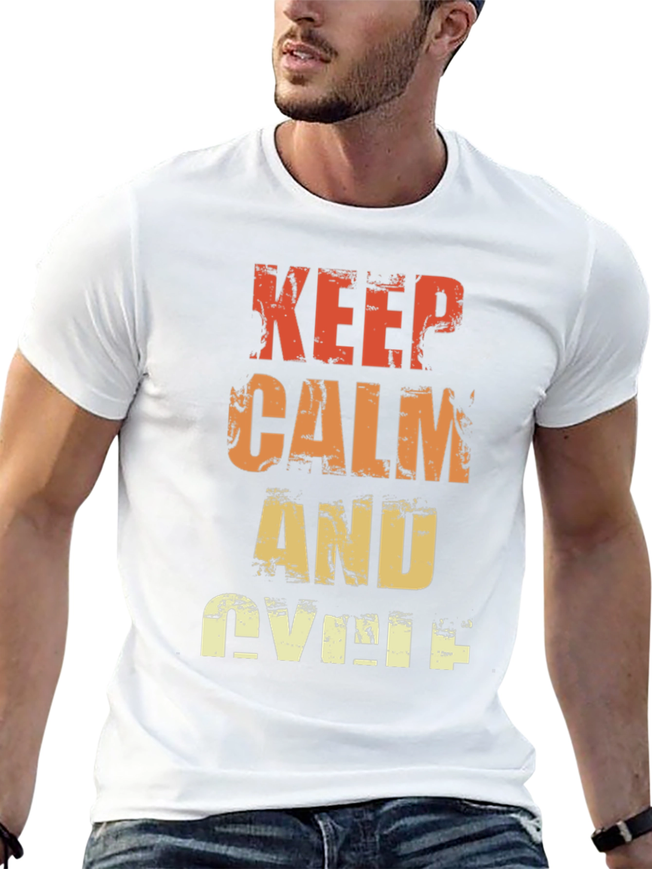 Black Keep Calm and Cycle T-Shirt - Retro Style view 13