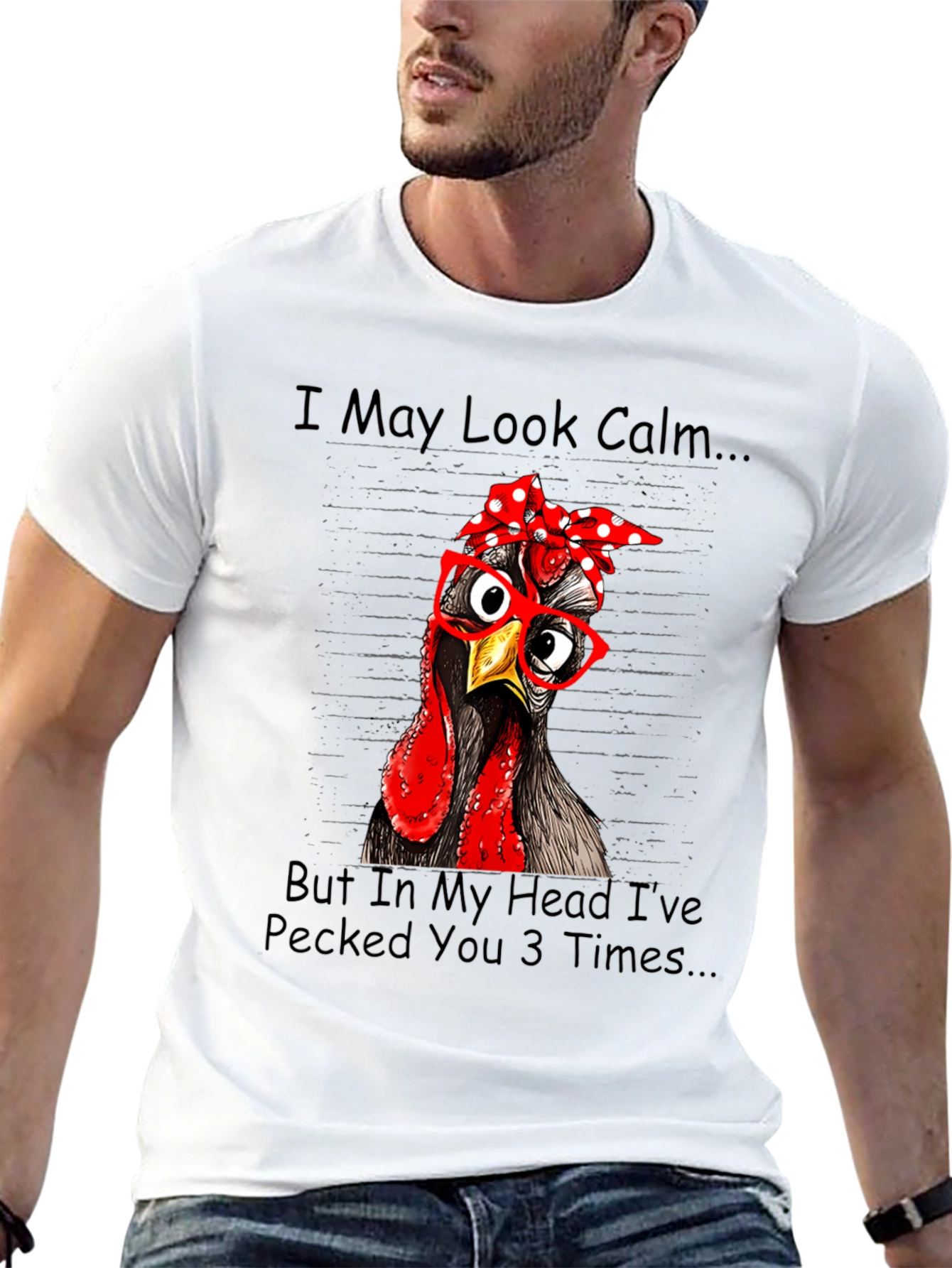 Black Funny Chicken T-Shirt: I May Look Calm view 13