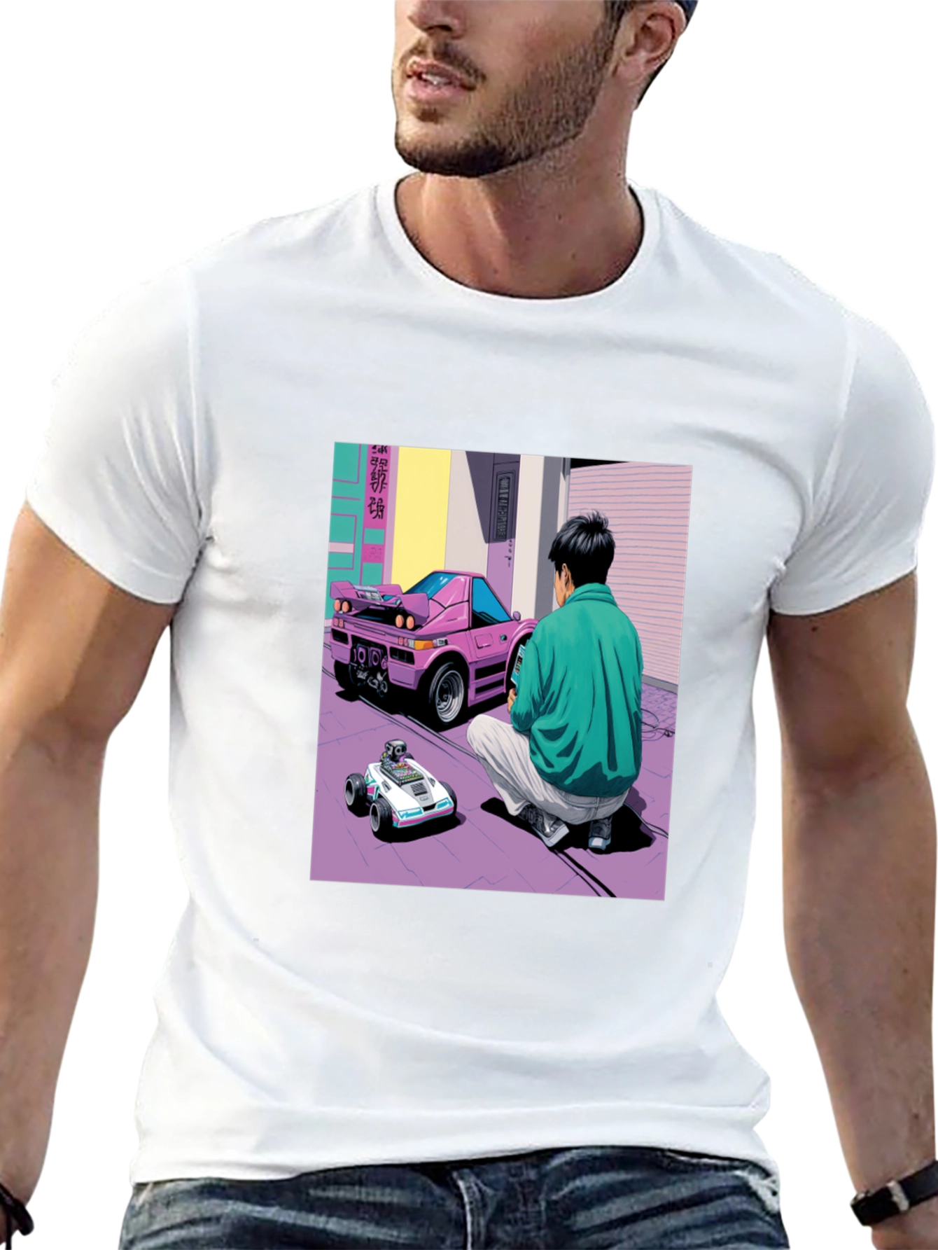 Black Retro Car Graphic T-Shirt - Black view 13