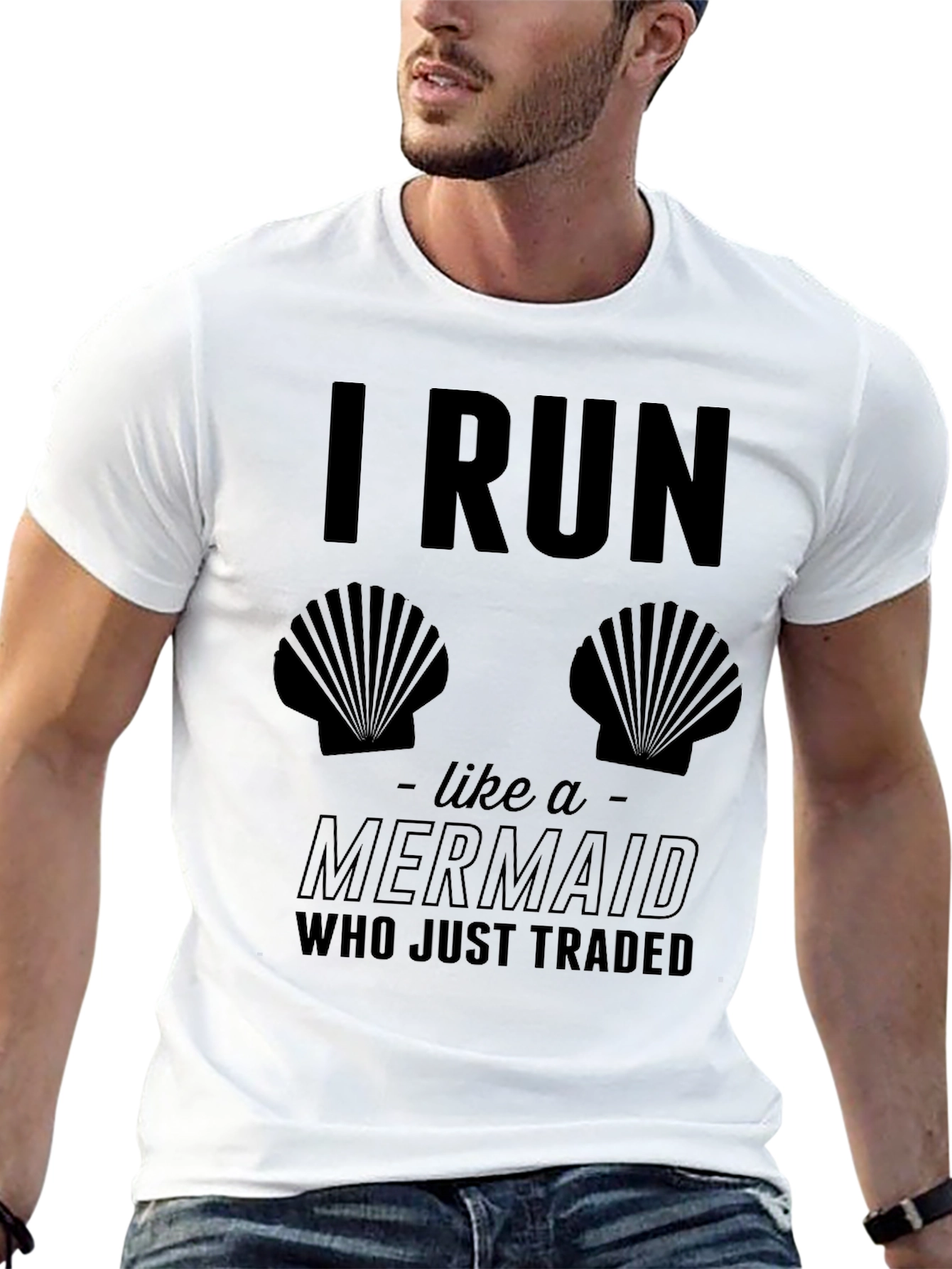 Black I Run Like A Mermaid Black T-Shirt view 13