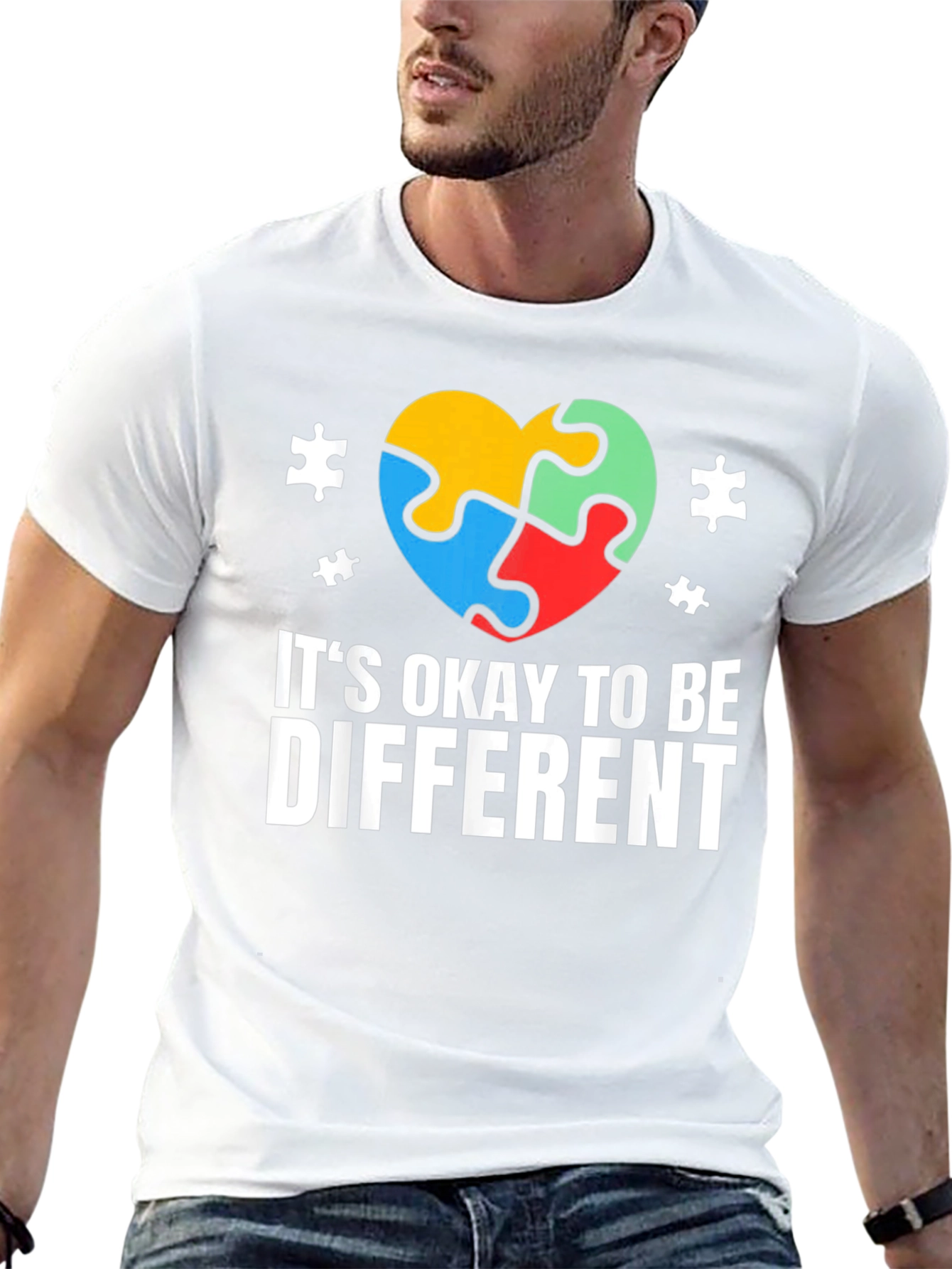 Black Autism Awareness T-Shirt - It's Okay to Be Different view 13