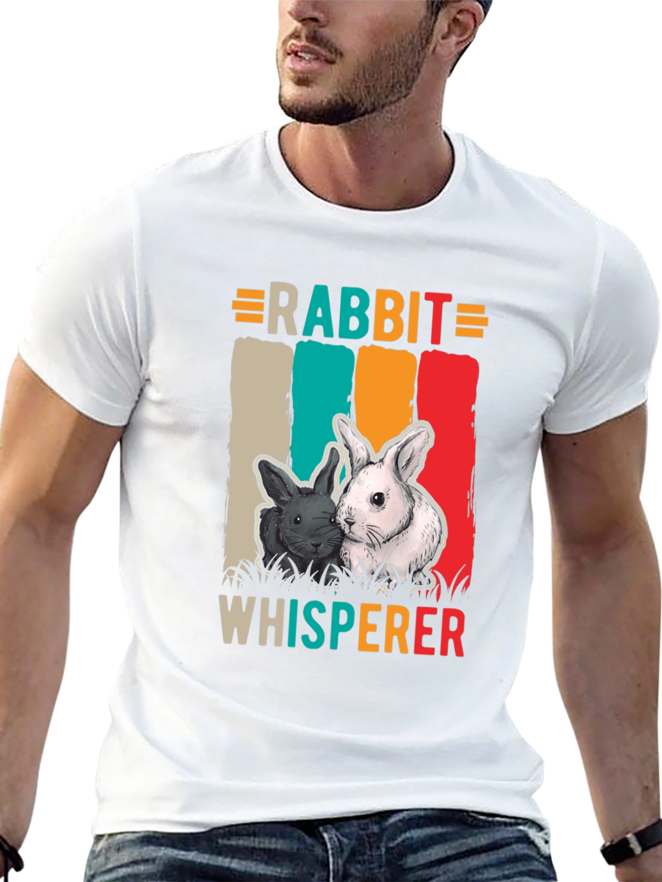 Black Rabbit Whisperer Graphic Tee - Unisex Cotton T-Shirt view 13