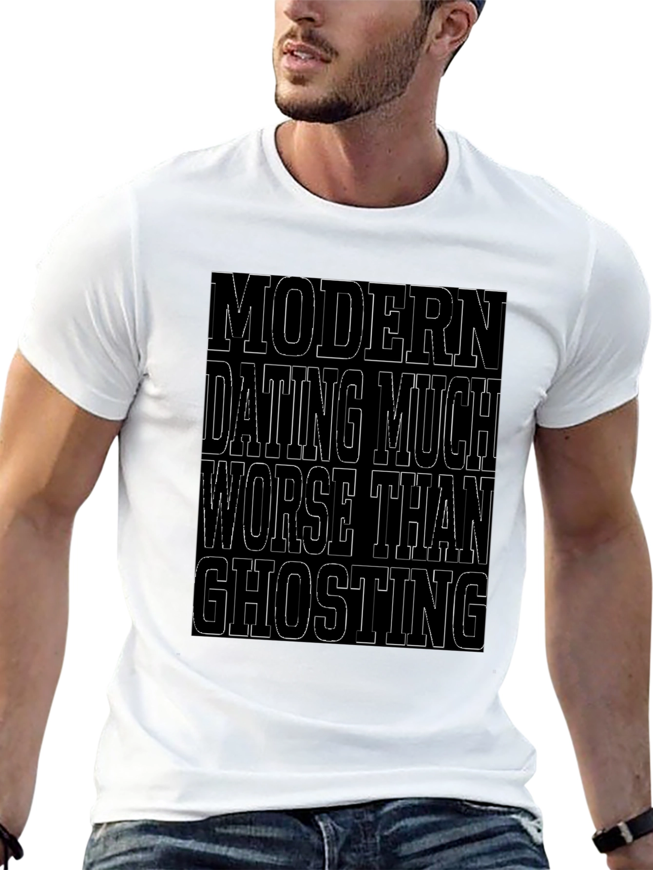 Black Modern Dating Ghosting Graphic Tee view 13