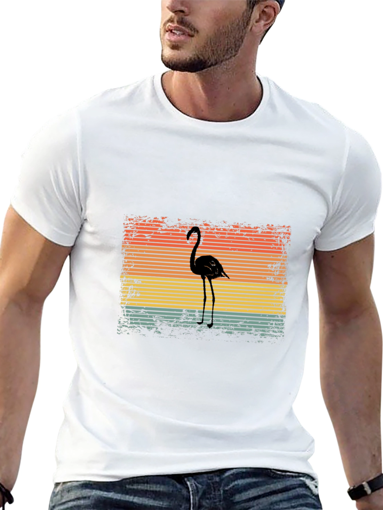 Black Retro Flamingo Graphic T-Shirt - Black view 13
