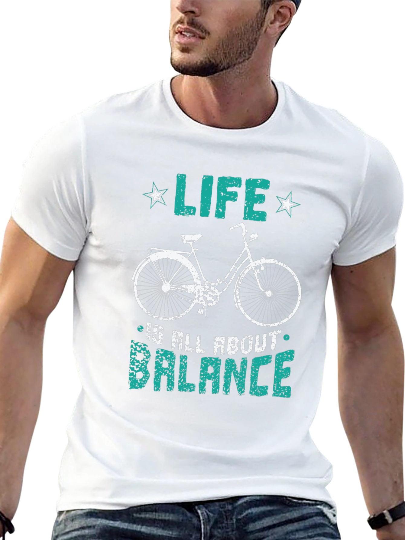 Black Life Balance Bicycle Graphic T-Shirt view 13