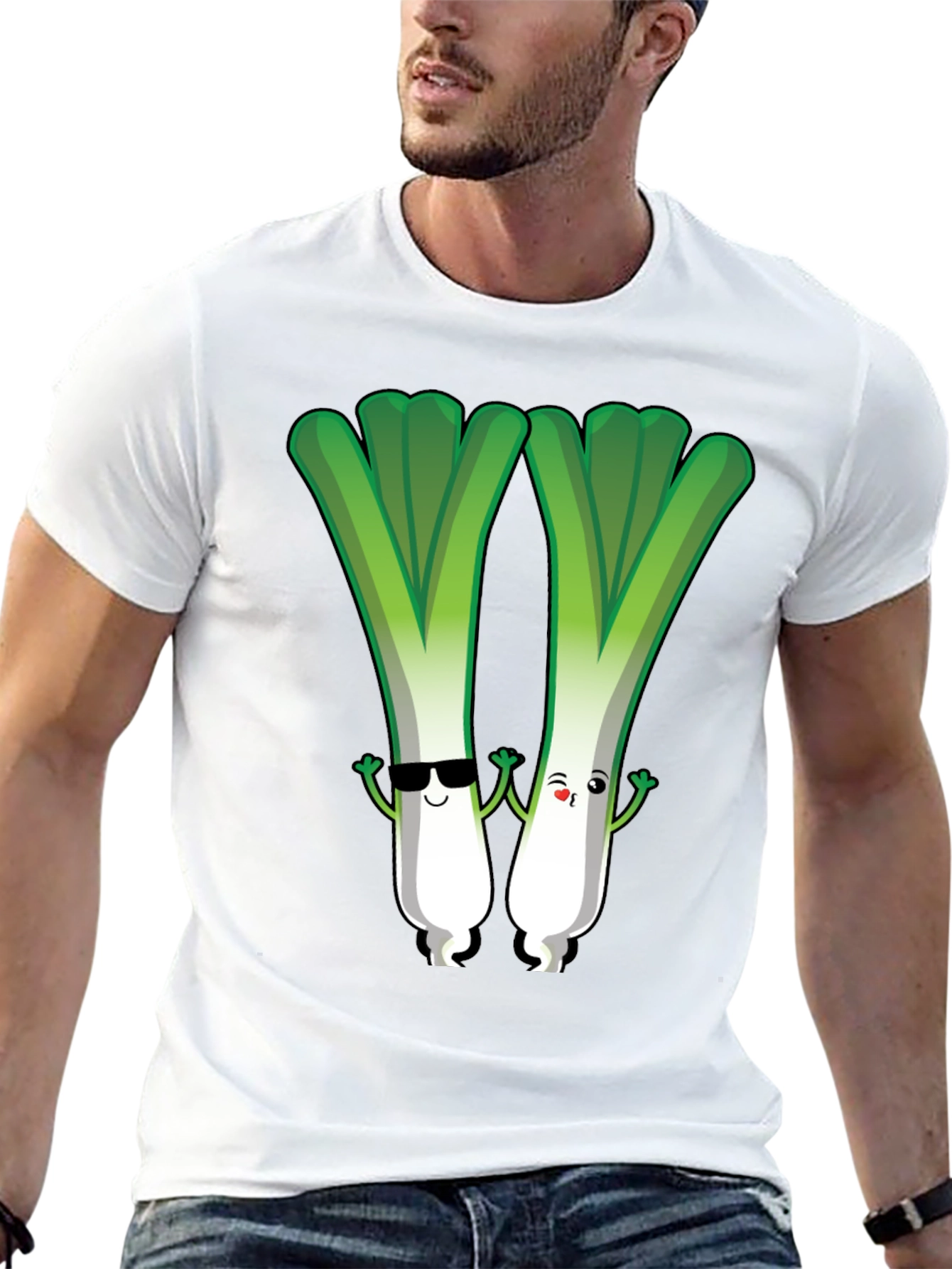 Black Cute Leek Character Graphic Tee view 13