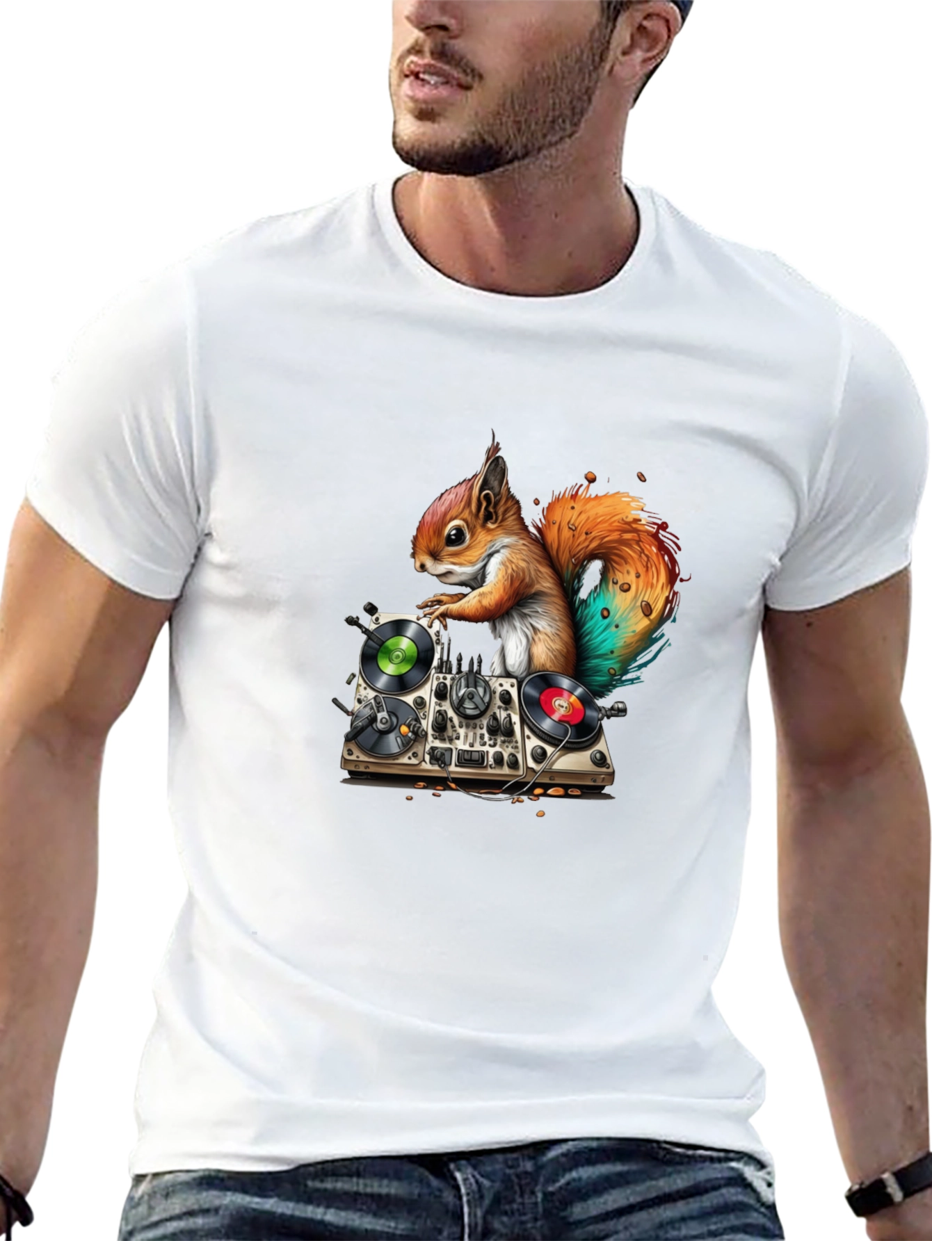 Black DJ Squirrel Graphic Tee - Party Animal view 13