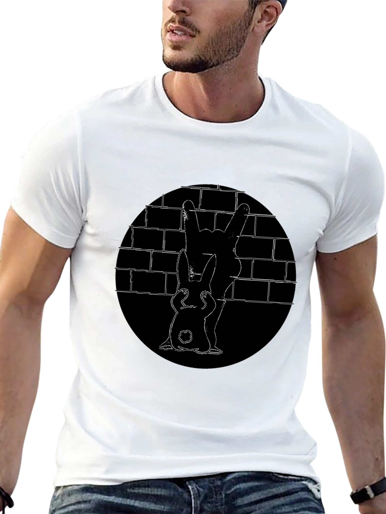 Black Black Bunny Brick Wall Graphic Tee view 13