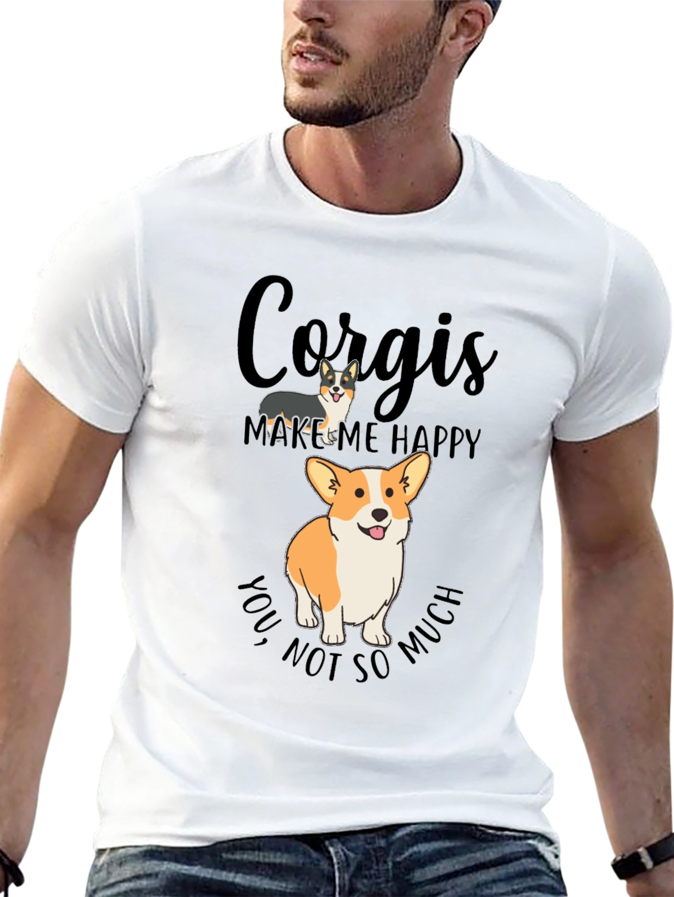 Black Corgi Lover T-Shirt - Makes Me Happy Tee view 13