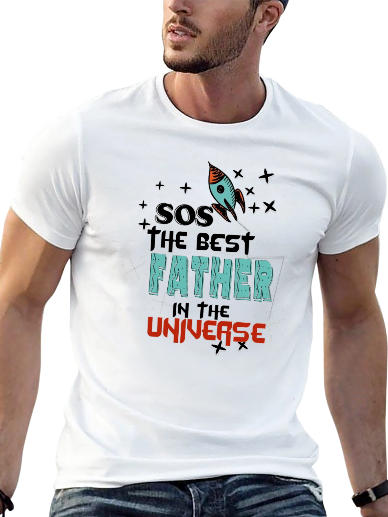 Black Best Father in the Universe Graphic Tee view 13