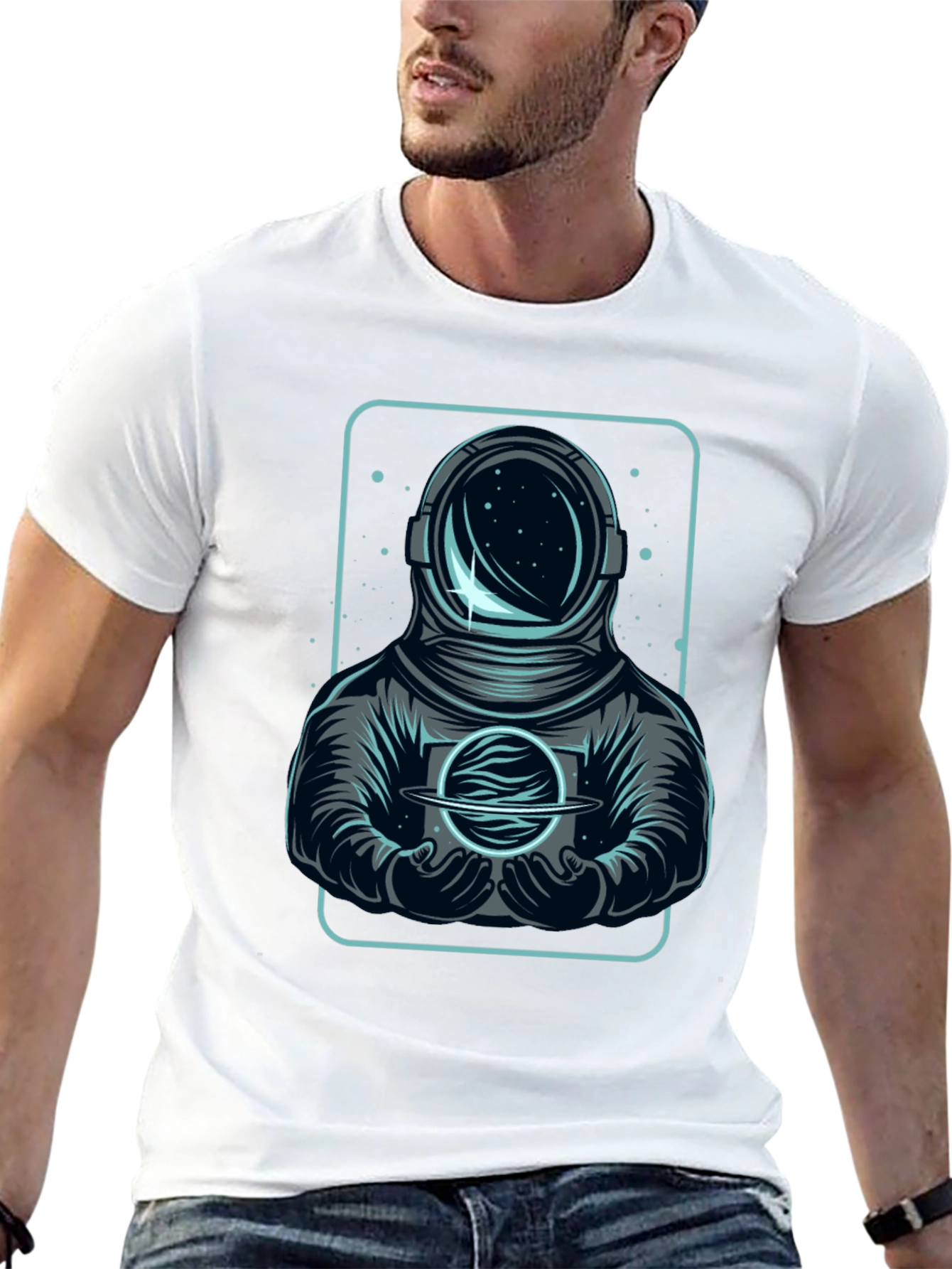 Black Astronaut Graphic T-Shirt - Space Explorer Design view 13