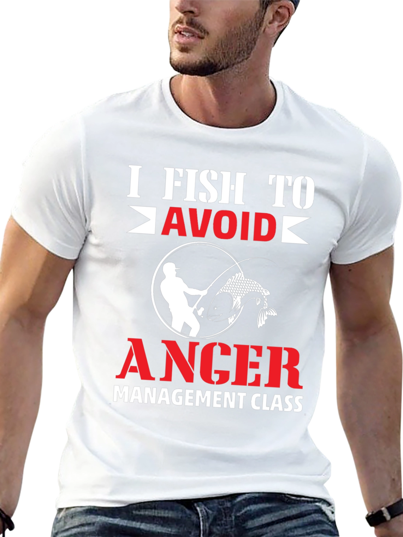 Black I Fish To Avoid Anger T-Shirt view 13