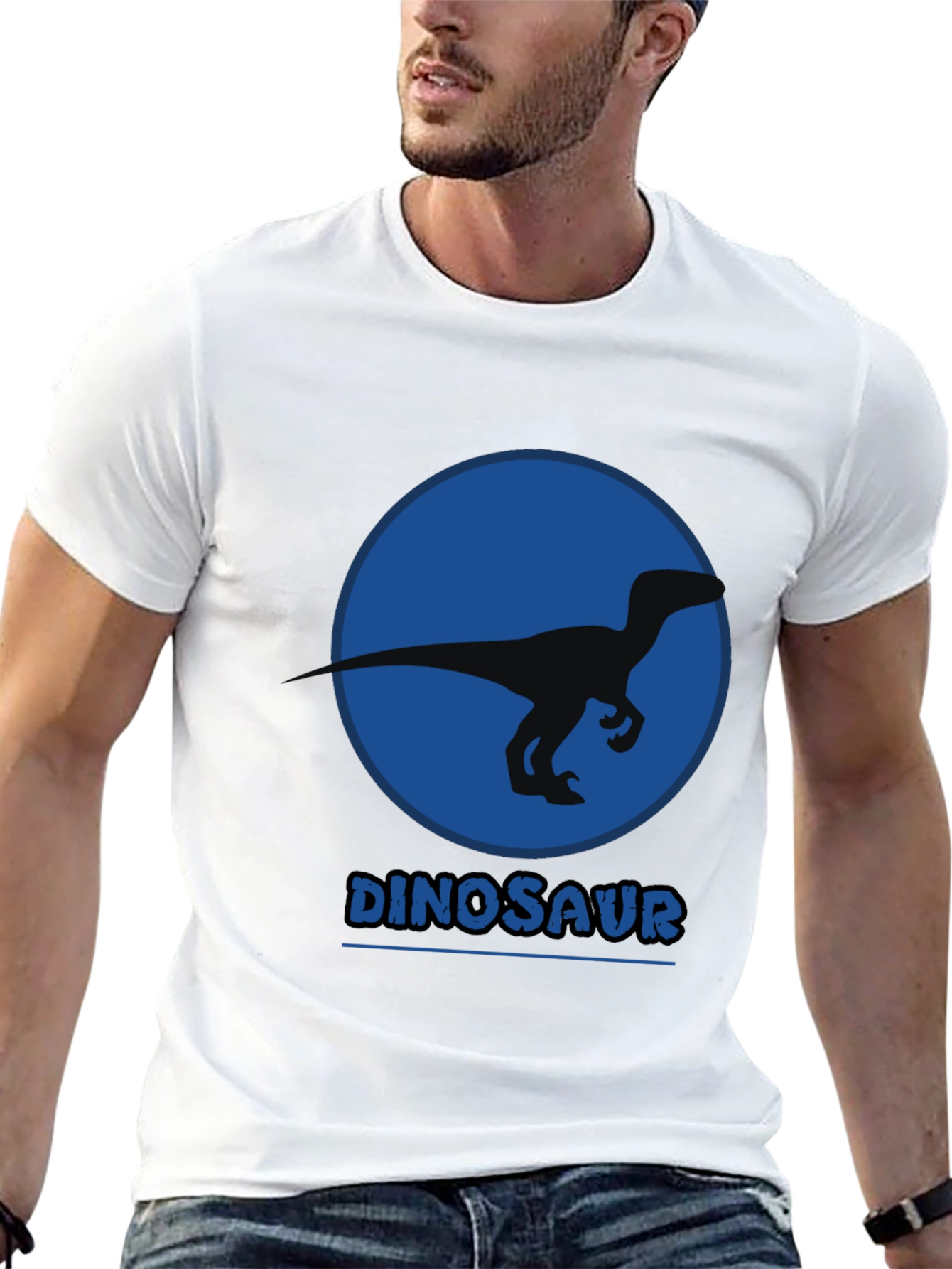 Black Dinosaur Silhouette Graphic Print Black T-Shirt view 13