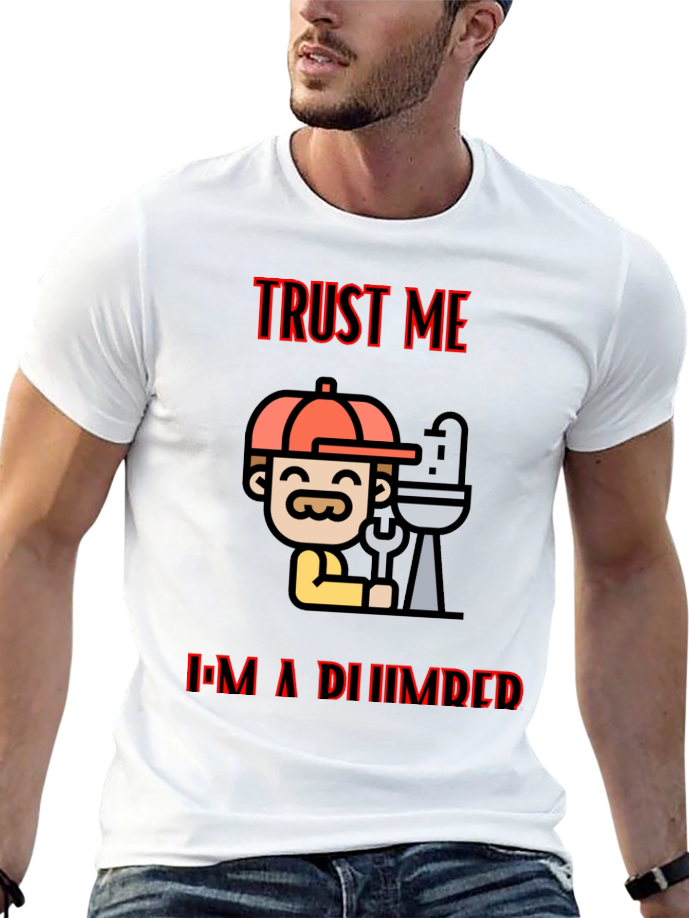 Black Trust Me I'm A Plumber Black T-Shirt view 13