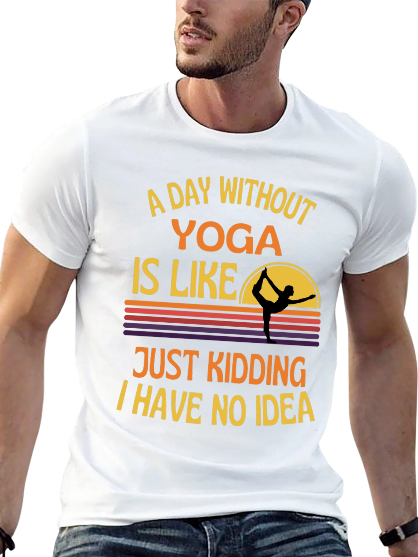 Black Yoga Humor Graphic Tee - A Day Without Yoga T-Shirt view 13