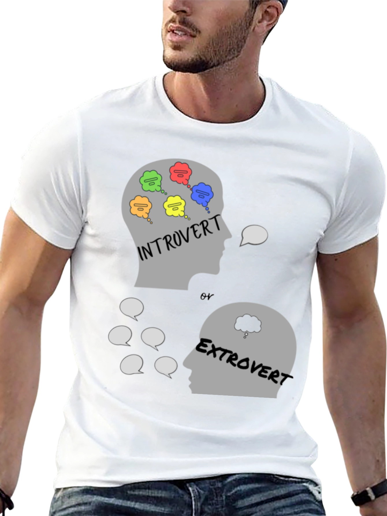 Black Introvert vs. Extrovert Graphic Tee view 13