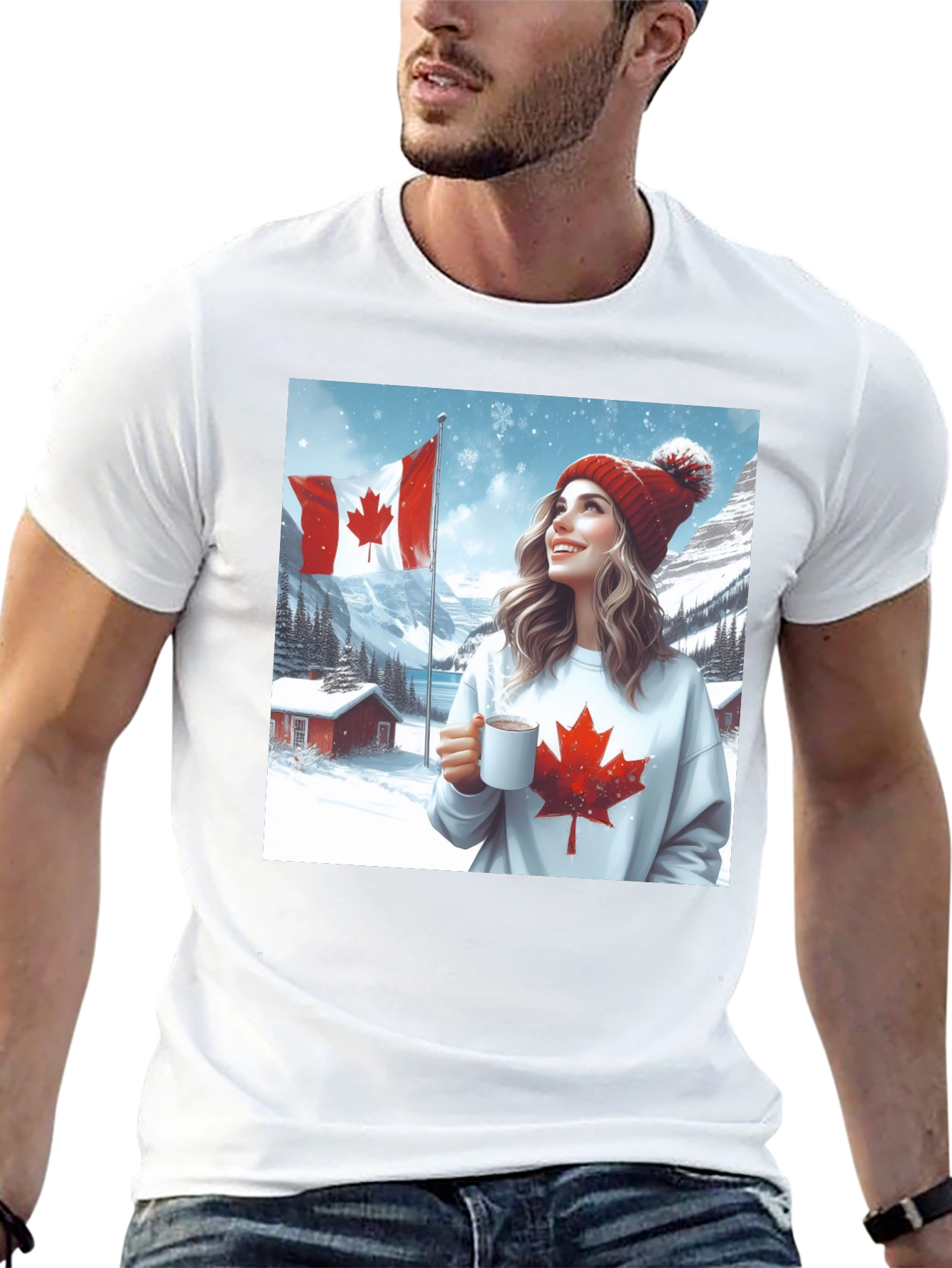 Black Cozy Canadian Winter T-Shirt view 13