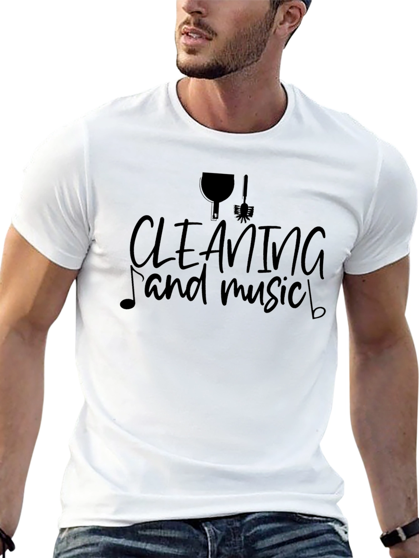 Black Cleaning and Music Graphic Tee view 13
