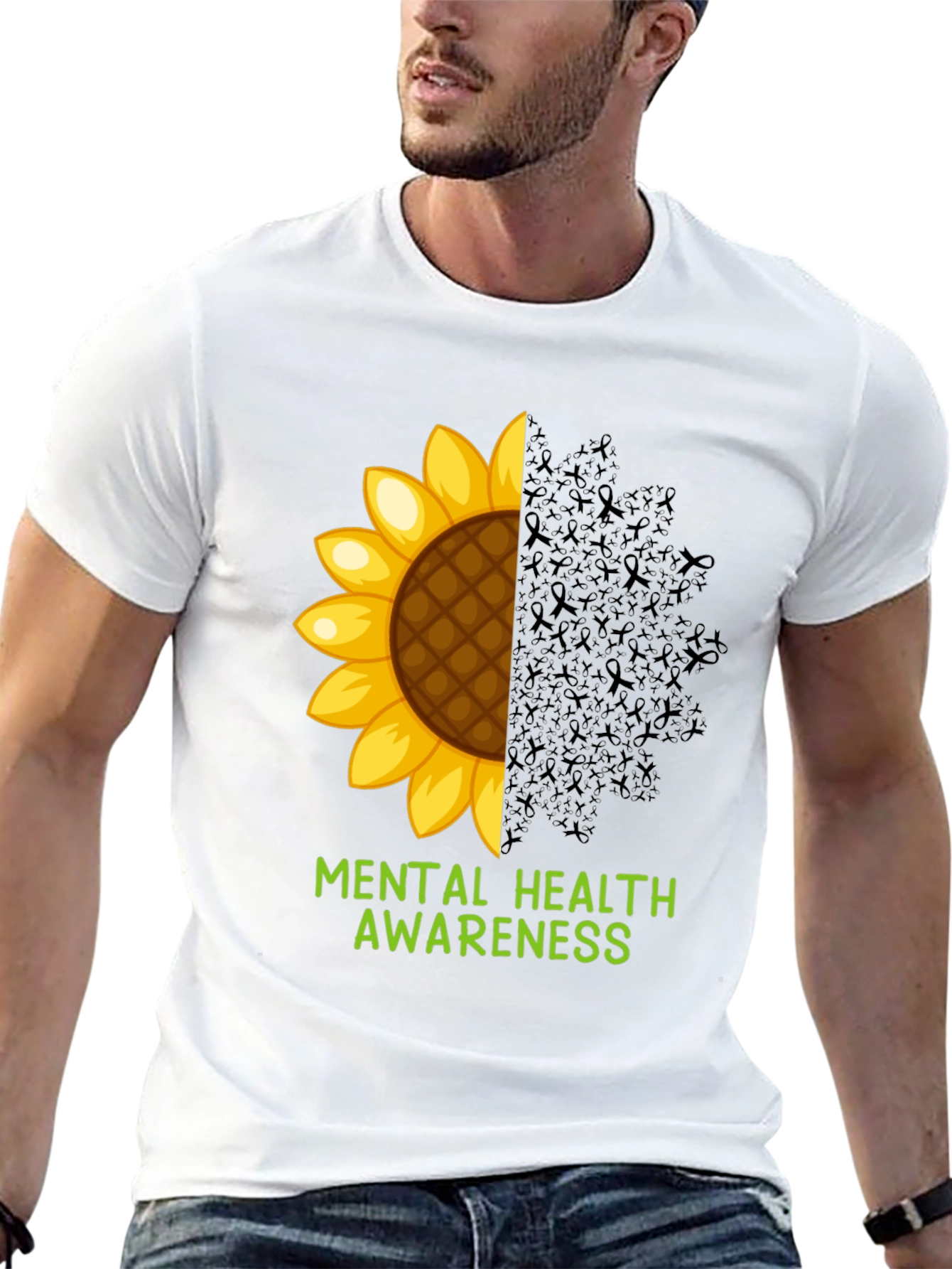 Black Mental Health Awareness Sunflower T-Shirt view 13