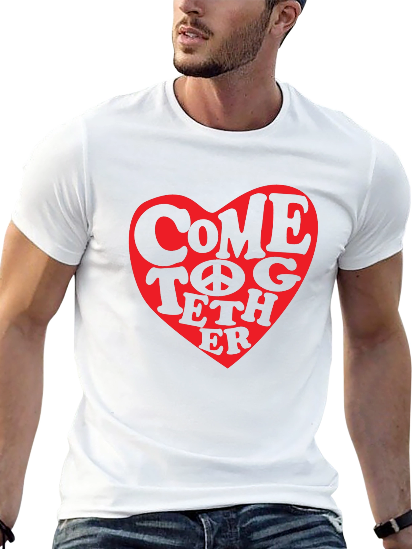 Black Come Together Heart Graphic T-Shirt view 13