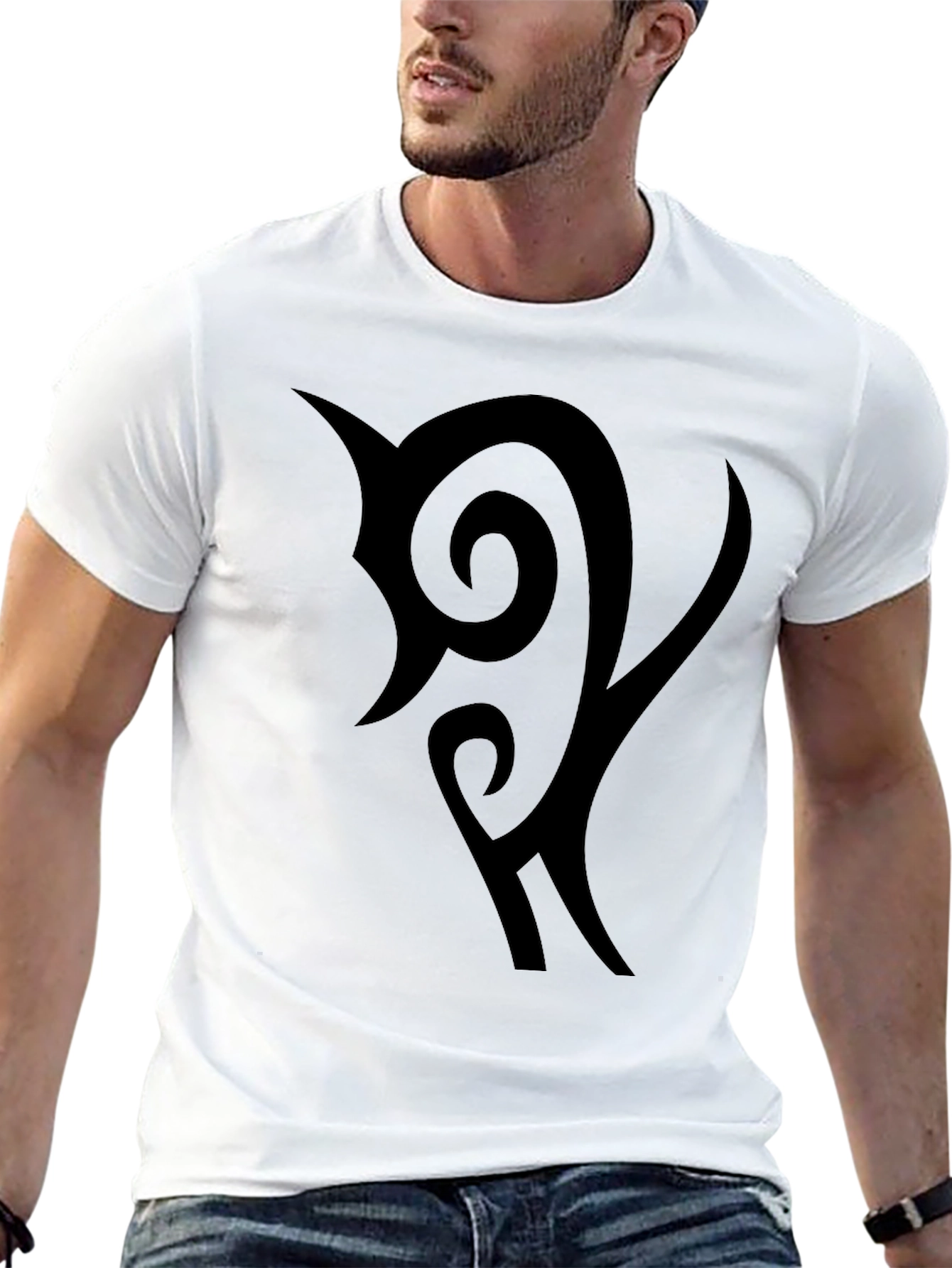 Black Black Graphic Tee - Tribal Design view 13