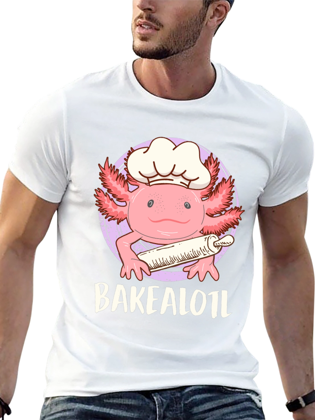 Black Bakealotl Axolotl Chef T-Shirt - Cute Baking Tee view 13
