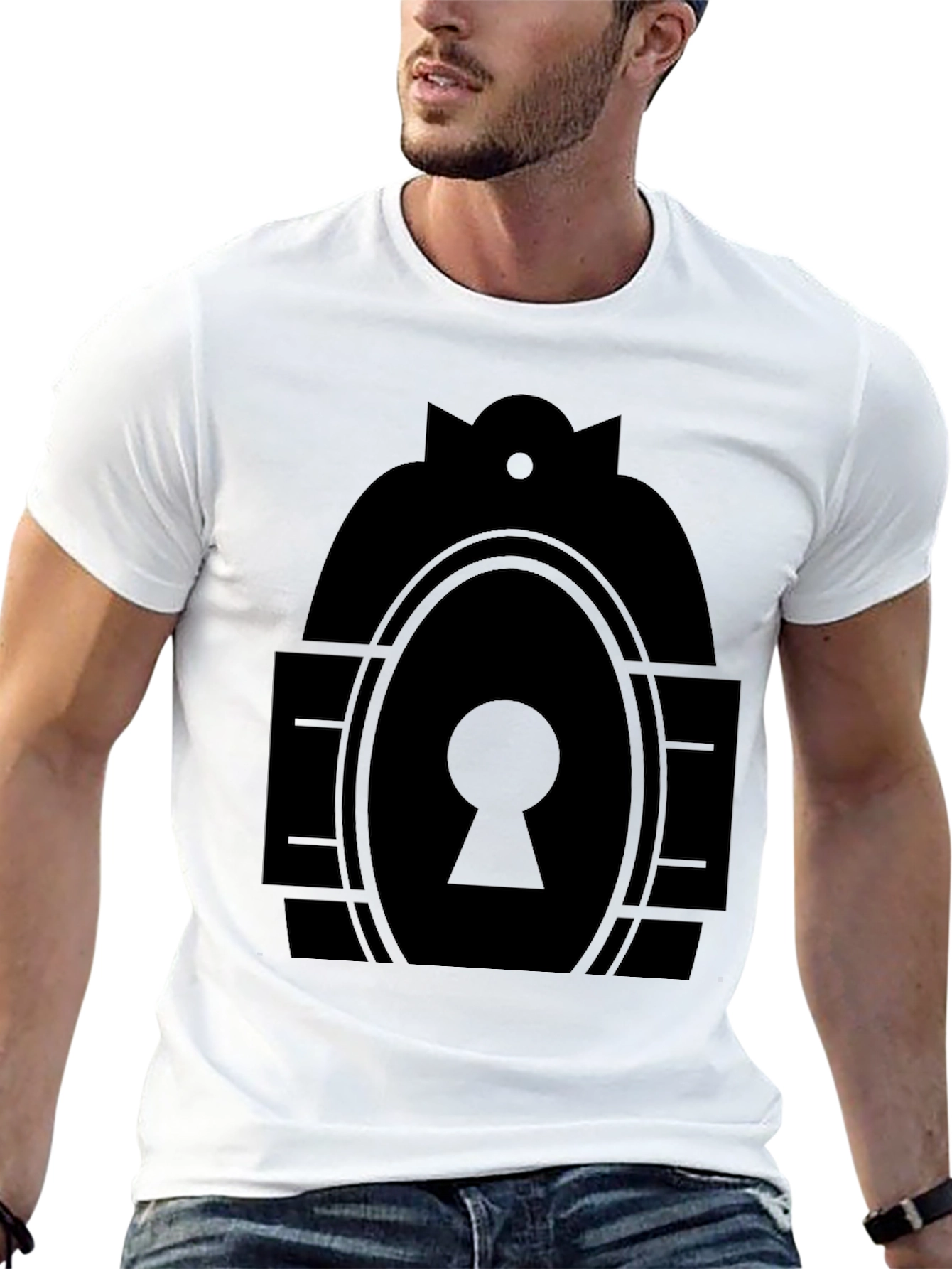 Black Keyhole Graphic Tee - Modern Minimalist Design view 13