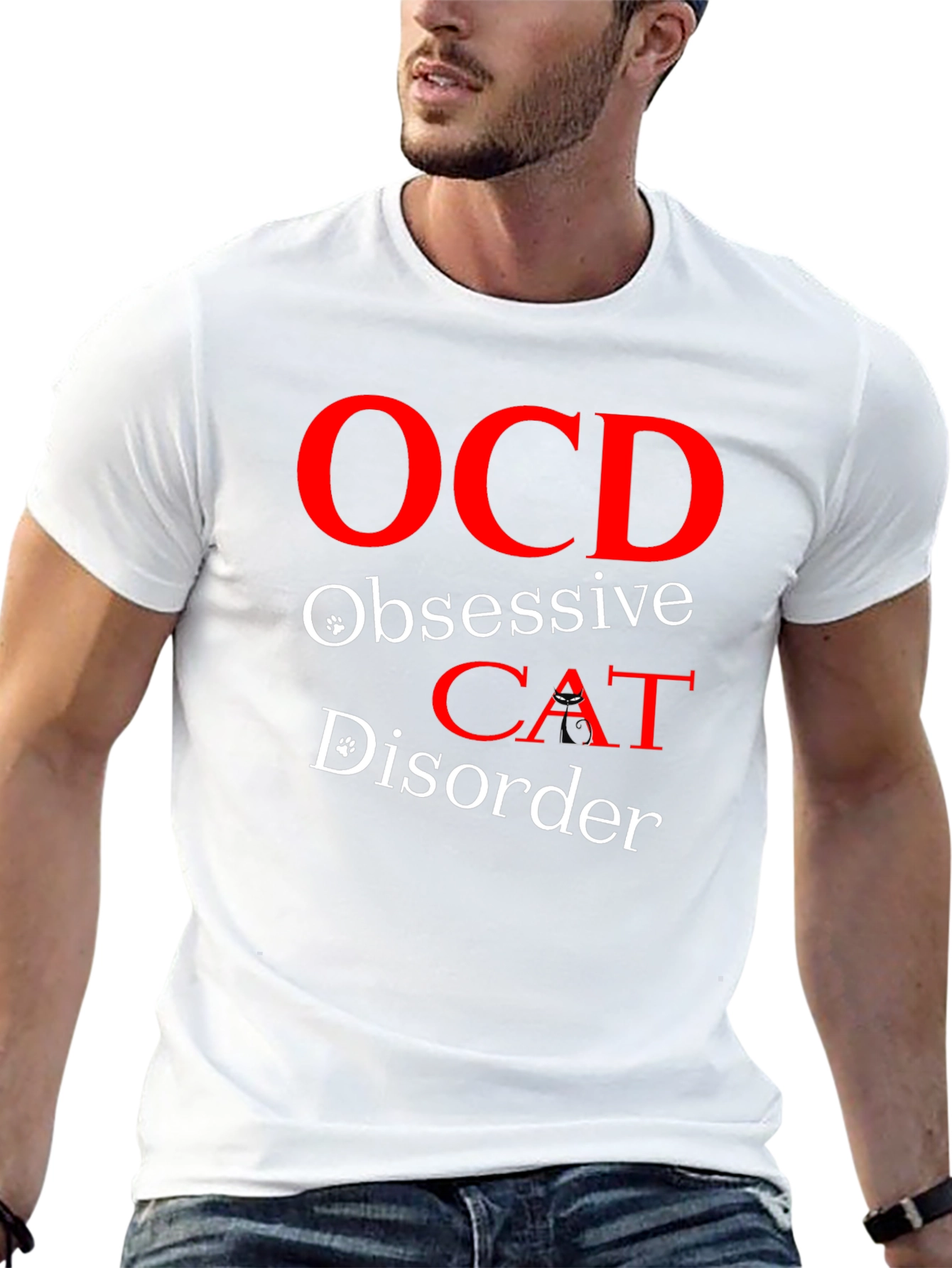 Black OCD Obsessive Cat Disorder T-Shirt view 13
