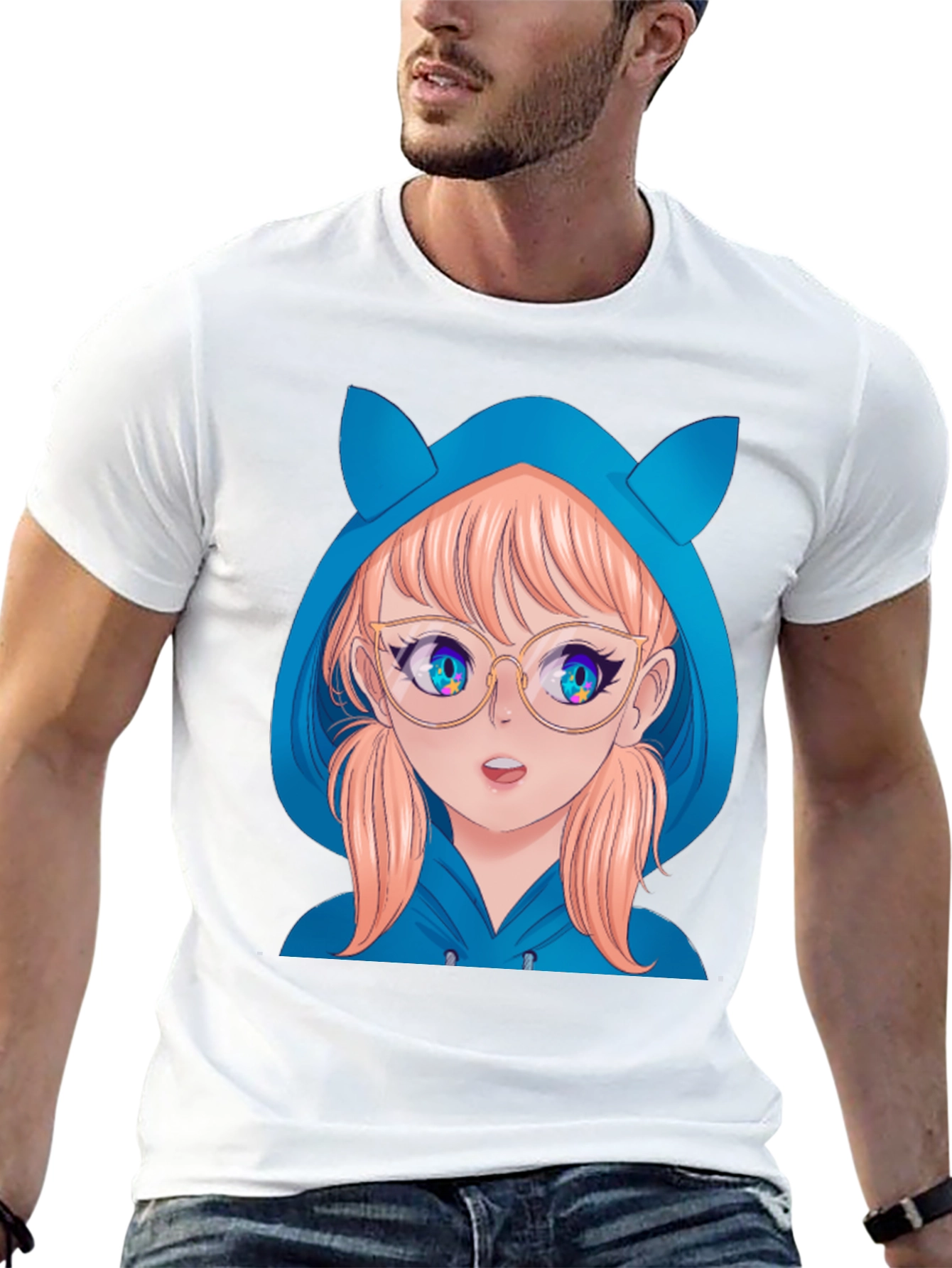 Anime Girl Hoodie T-Shirt - Black - 13