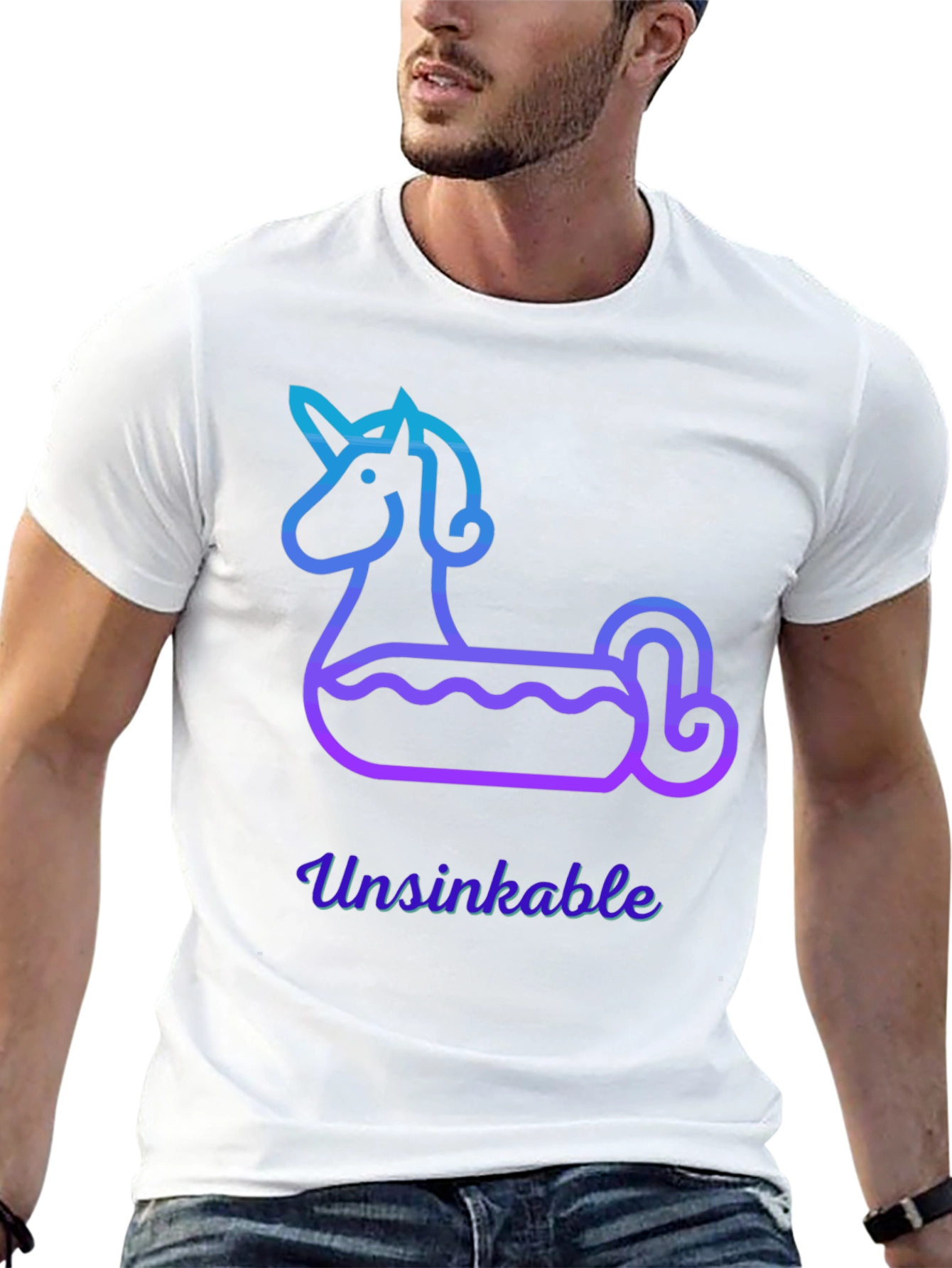 Black Unsinkable Unicorn Pool Float Tee view 13