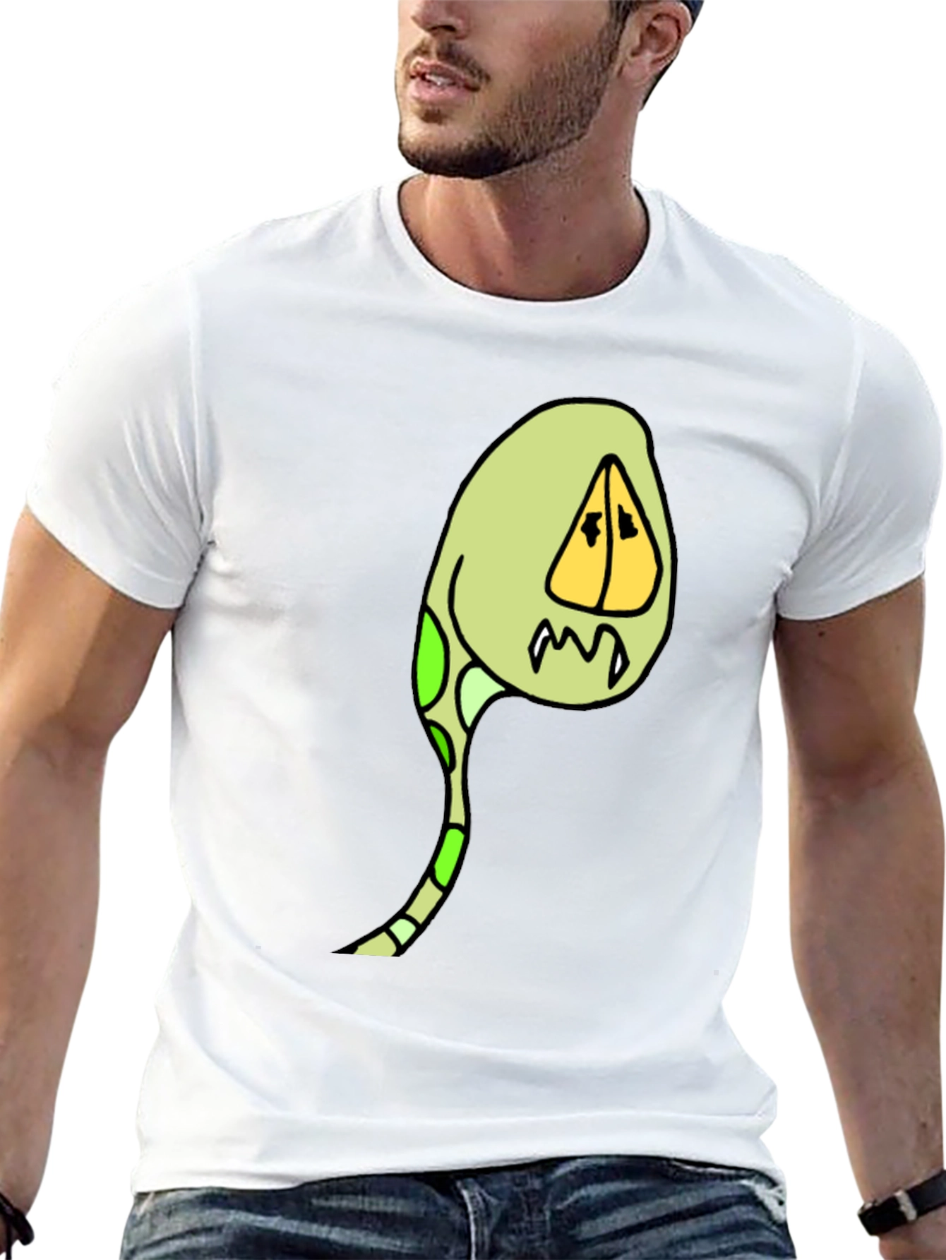 Black Cartoon Creature Graphic Tee - Black Cotton Blend view 13