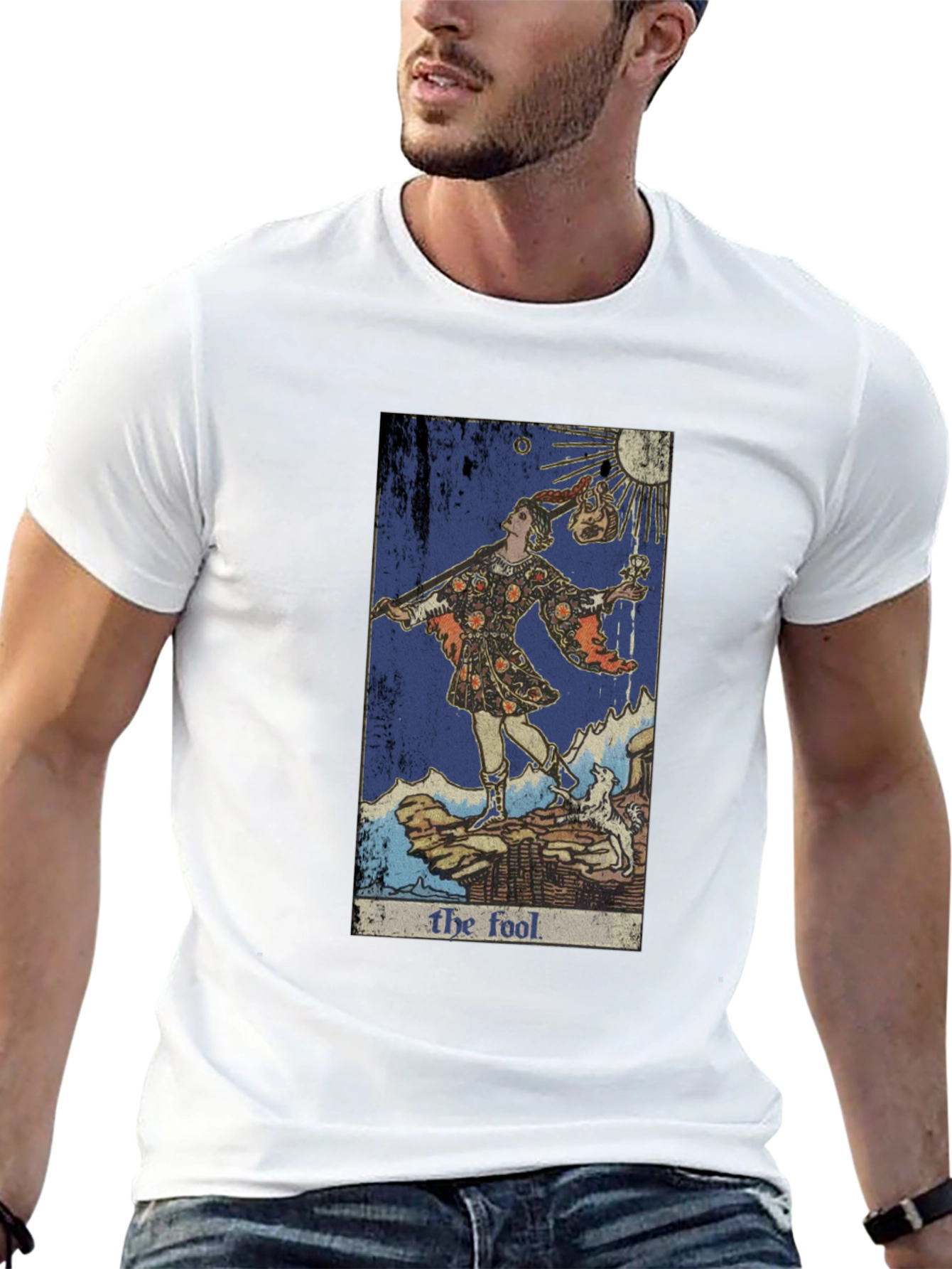 Black The Fool Tarot Card Graphic Tee - Unique Design view 13