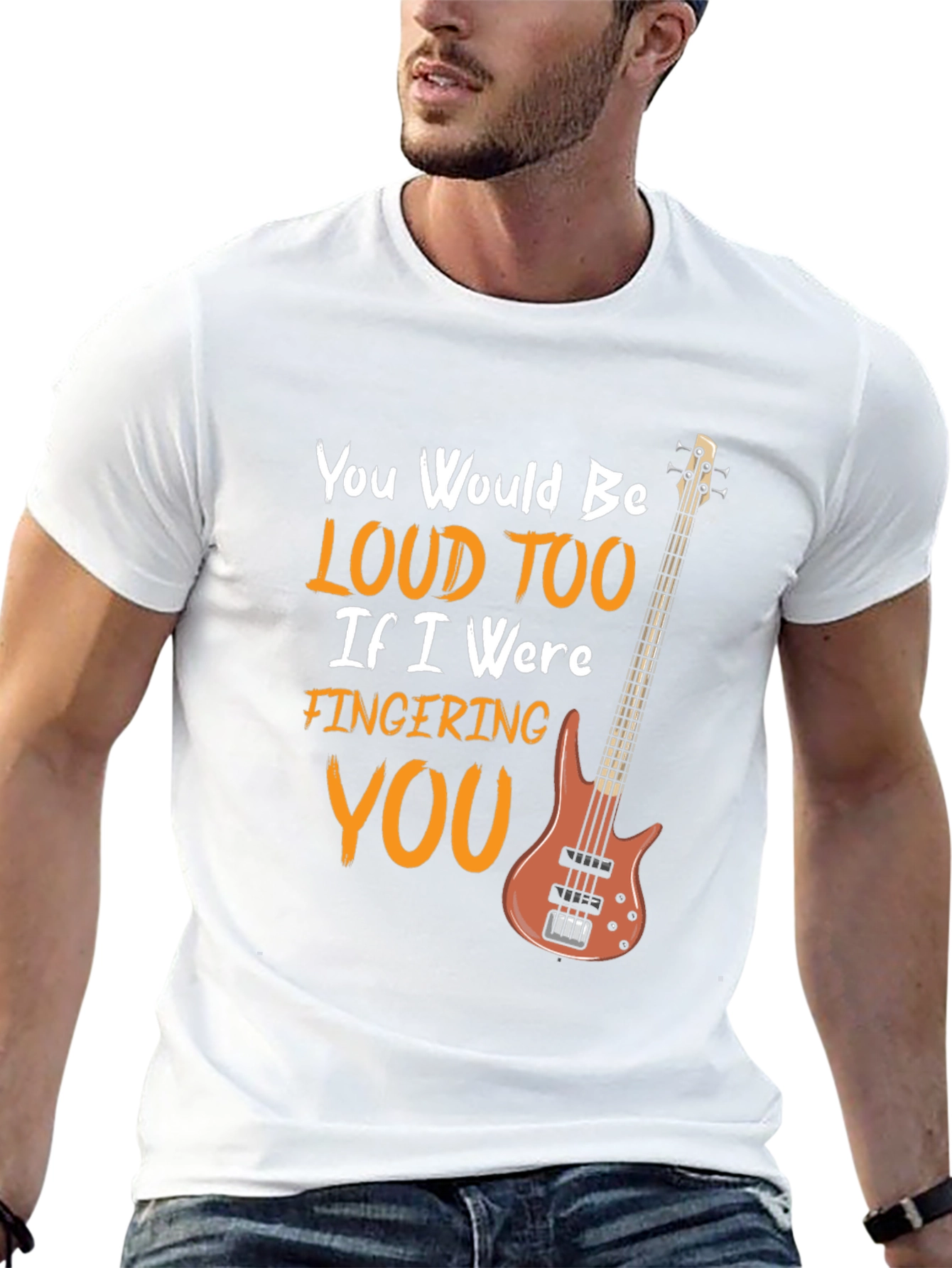 Black Loud Too Funny Bass Guitar Musician Black T-Shirt view 13