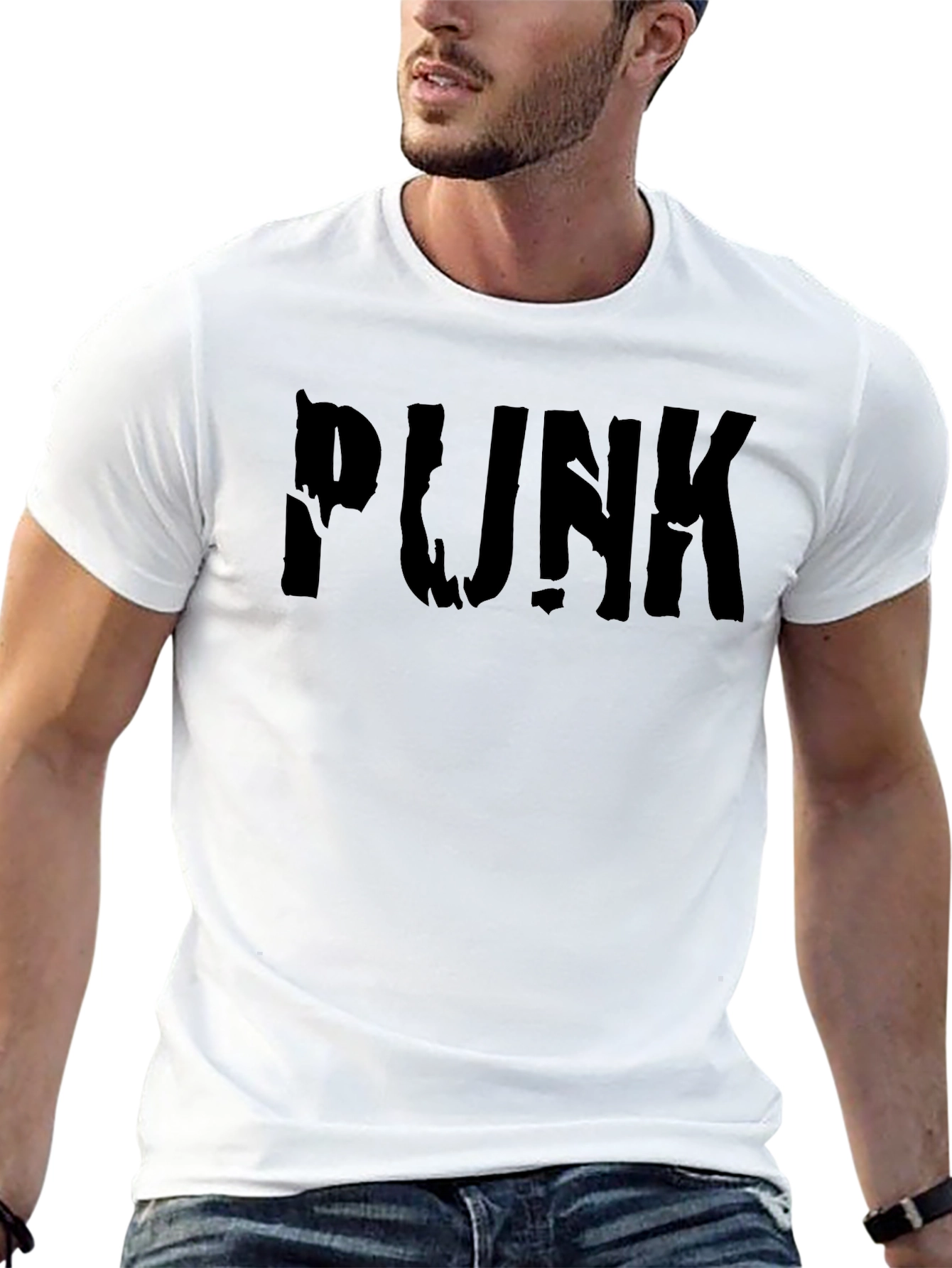 Black Edgy Black Punk Graphic Tee - Bold Statement Style view 13
