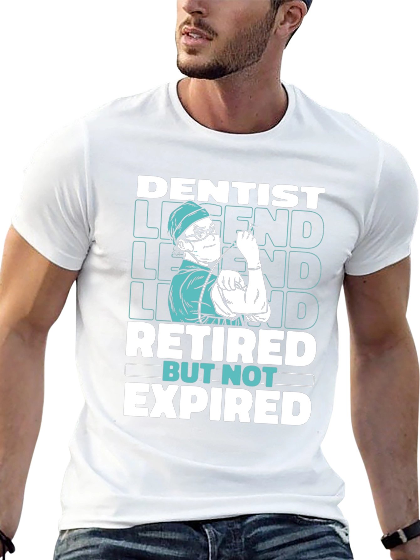 Black Dentist Legend Retired But Not Expired Graphic T-Shirt view 13