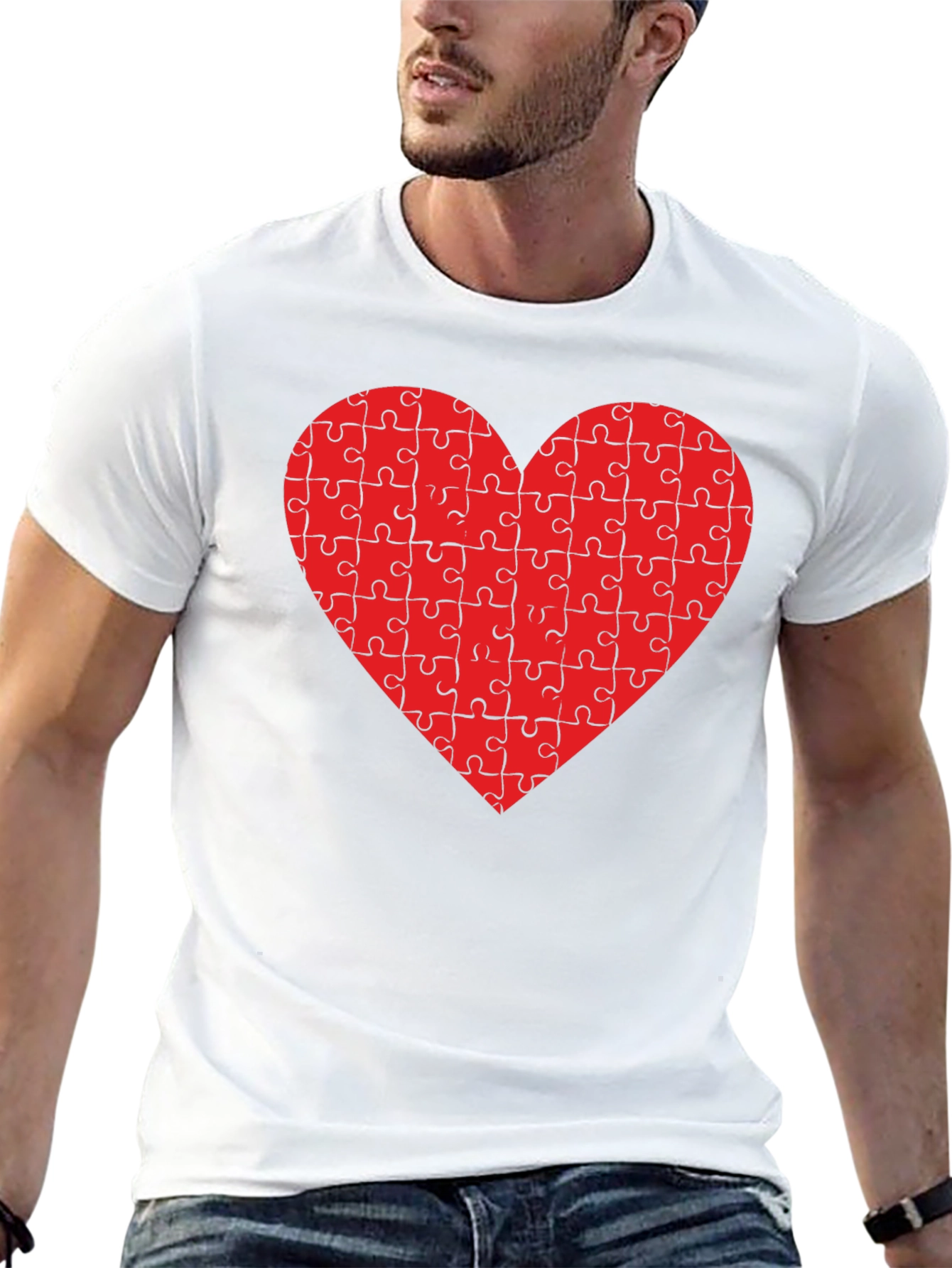 Black Puzzle Heart Tee - Black Cotton Blend view 13